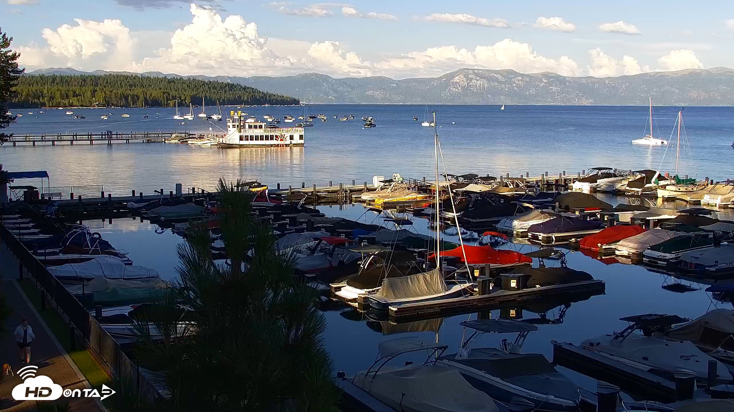 Snapshot of Tahoe City Marina - Lake Tahoe Live Webcam taken Jul 22, 2026, 7:12pm PDT