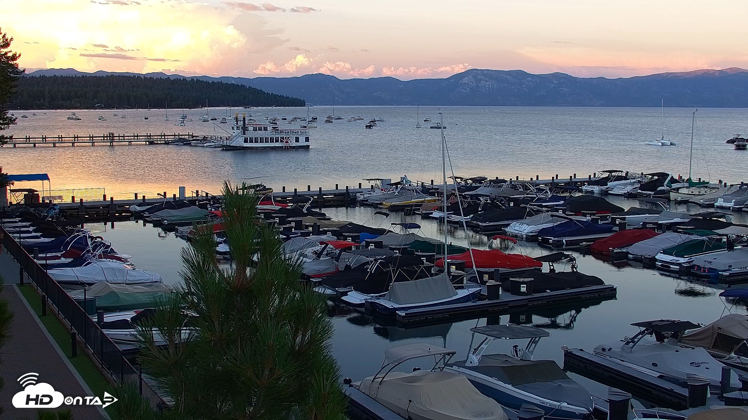 Snapshot of Tahoe City Marina - Lake Tahoe Live Webcam taken Jul 22, 2026, 8:20pm PDT