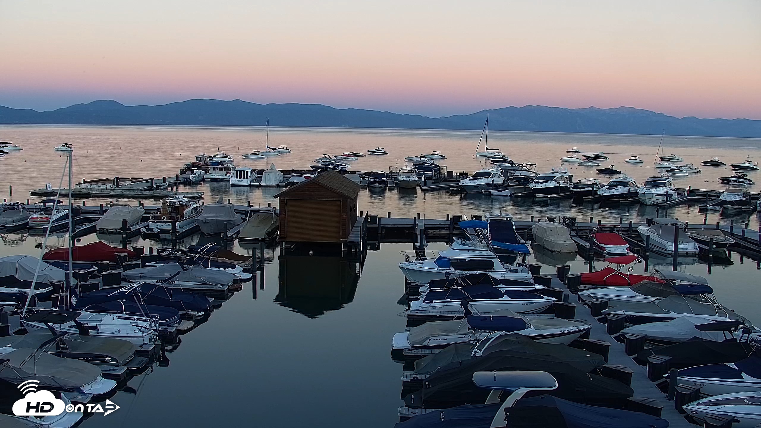 Snapshot of Tahoe City Marina - Lake Tahoe Live Webcam taken Aug 3, 2026, 8:12pm PDT