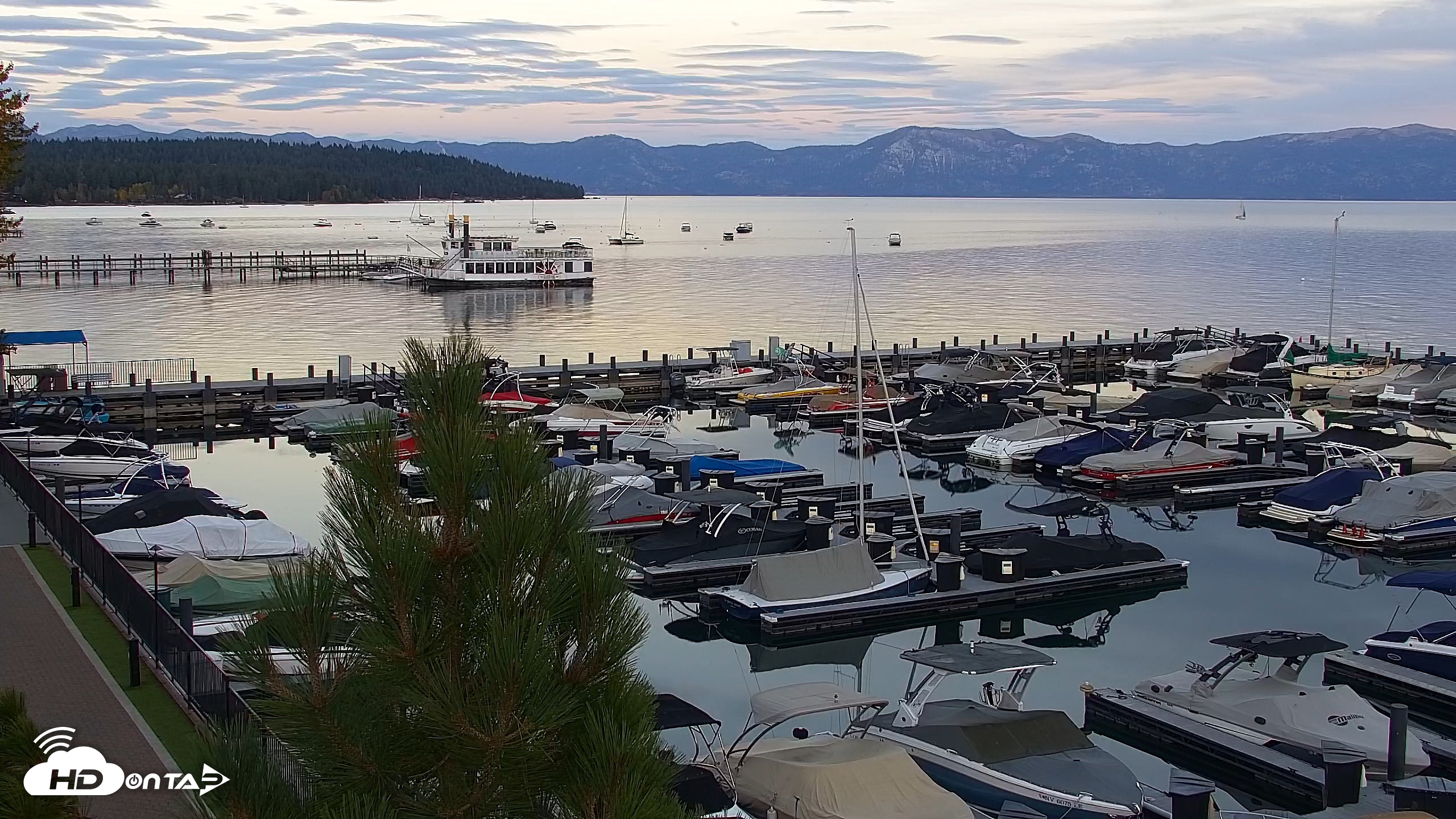 Snapshot of Tahoe City Marina - Lake Tahoe Live Webcam taken Oct 2, 2026, 6:39pm PDT