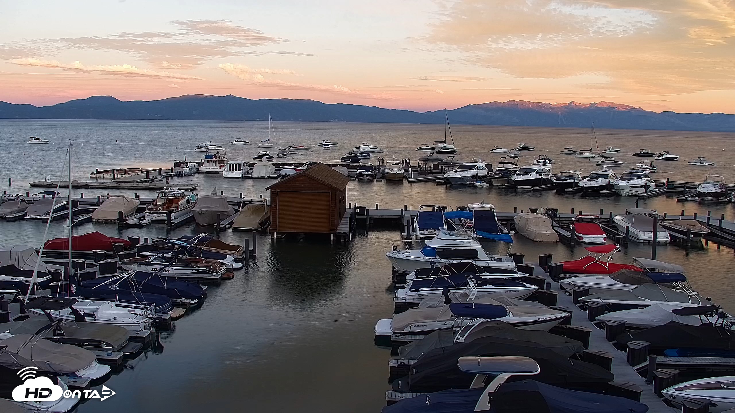 Snapshot of Tahoe City Marina - Lake Tahoe Live Webcam taken Jul 25, 2026, 8:17pm PDT