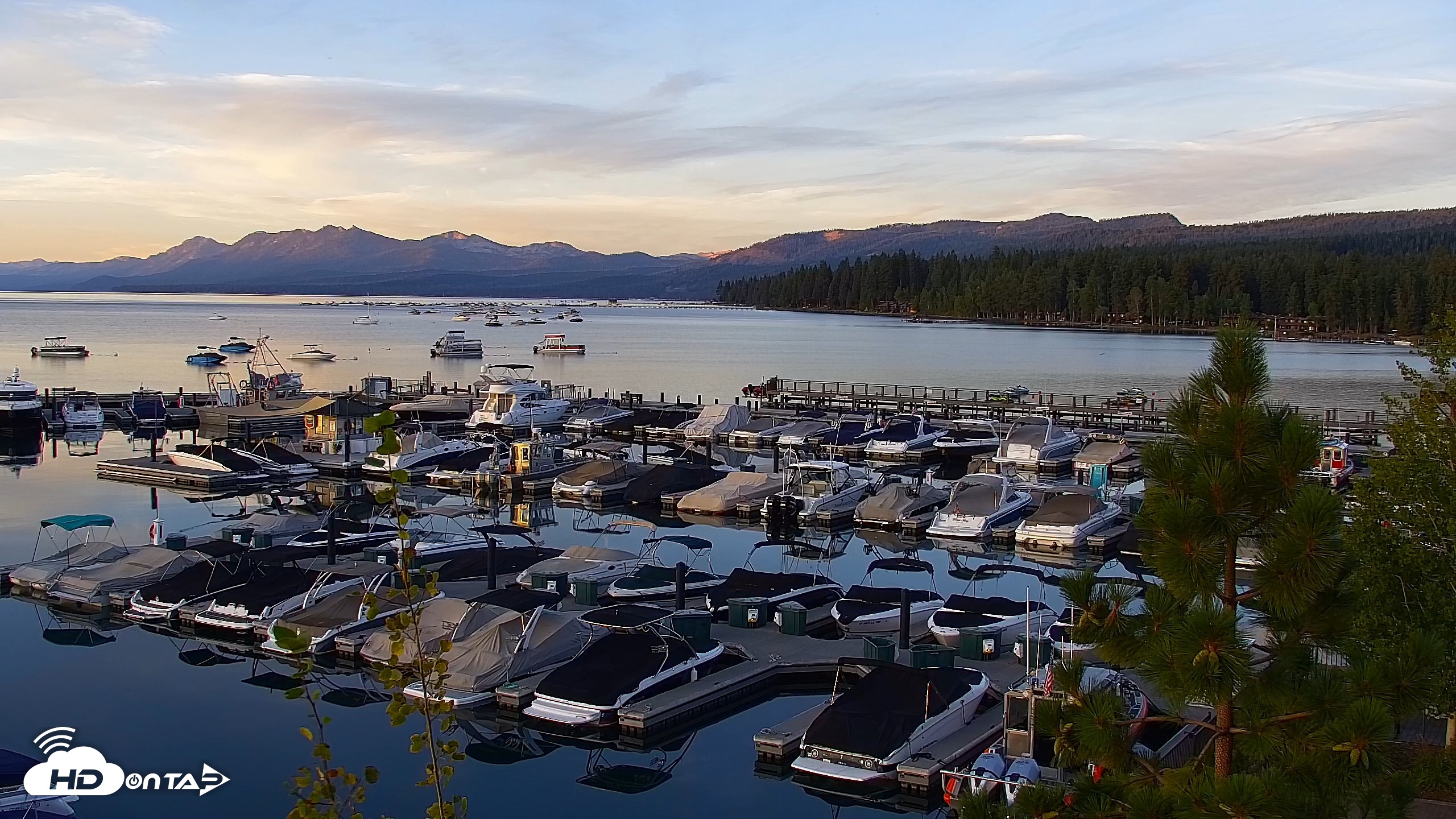 Snapshot of Tahoe City Marina - Lake Tahoe Live Webcam taken Aug 19, 2026, 6:25am PDT