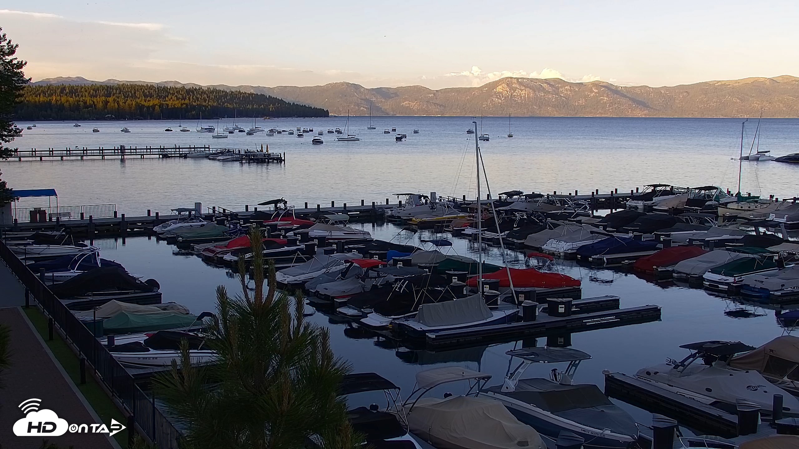 Snapshot of Tahoe City Marina - Lake Tahoe Live Webcam taken Jun 19, 2026, 8:01pm PDT