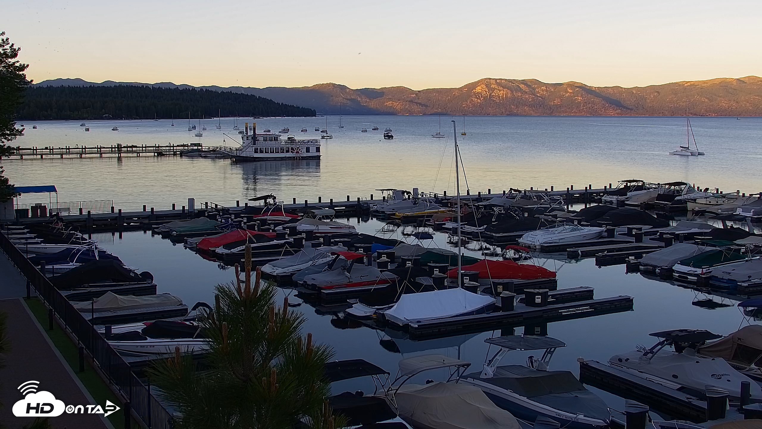 Snapshot of Tahoe City Marina - Lake Tahoe Live Webcam taken Jun 9, 2026, 8:10pm PDT
