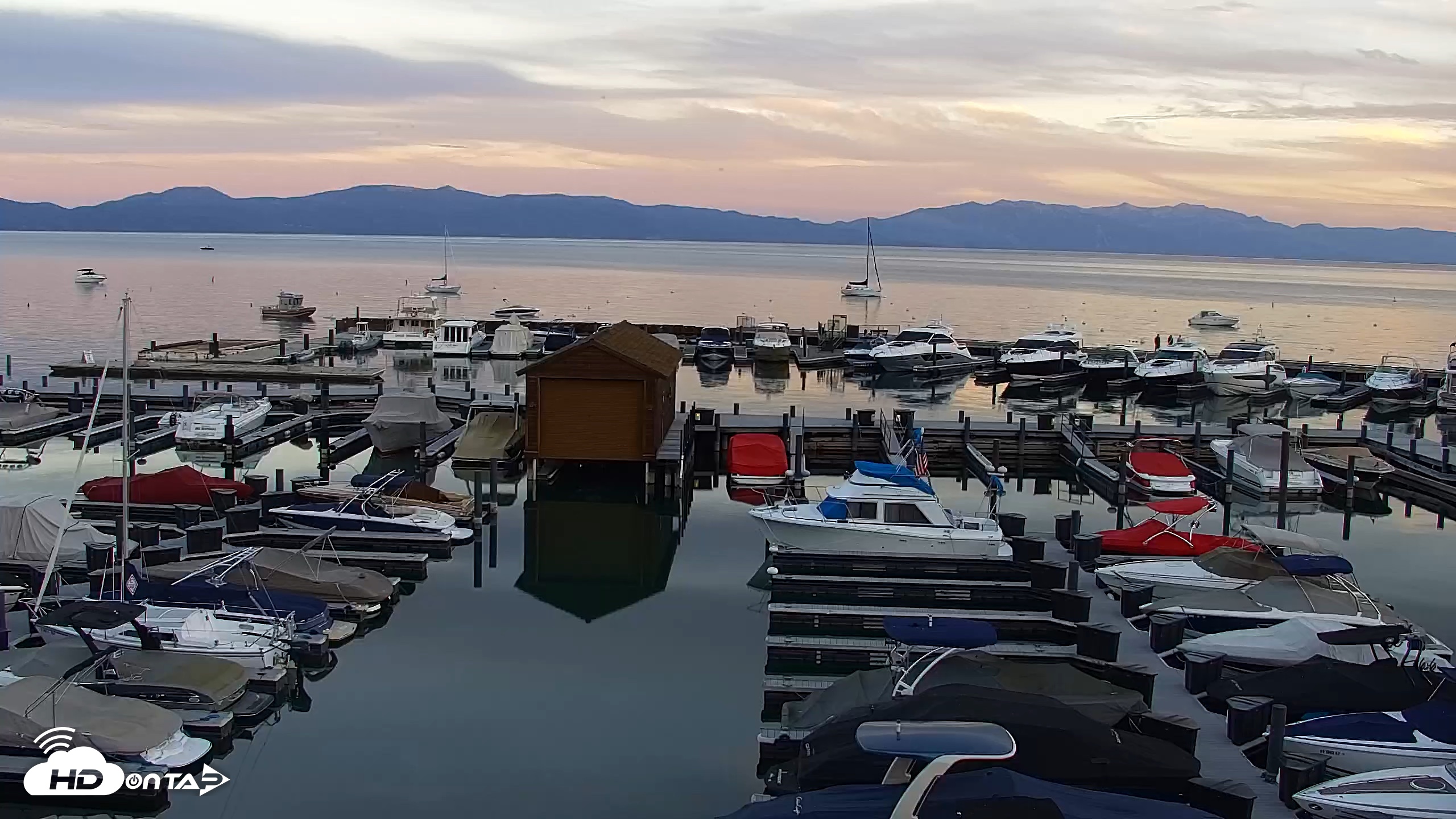 Snapshot of Tahoe City Marina - Lake Tahoe Live Webcam taken Oct 2, 2026, 6:37pm PDT