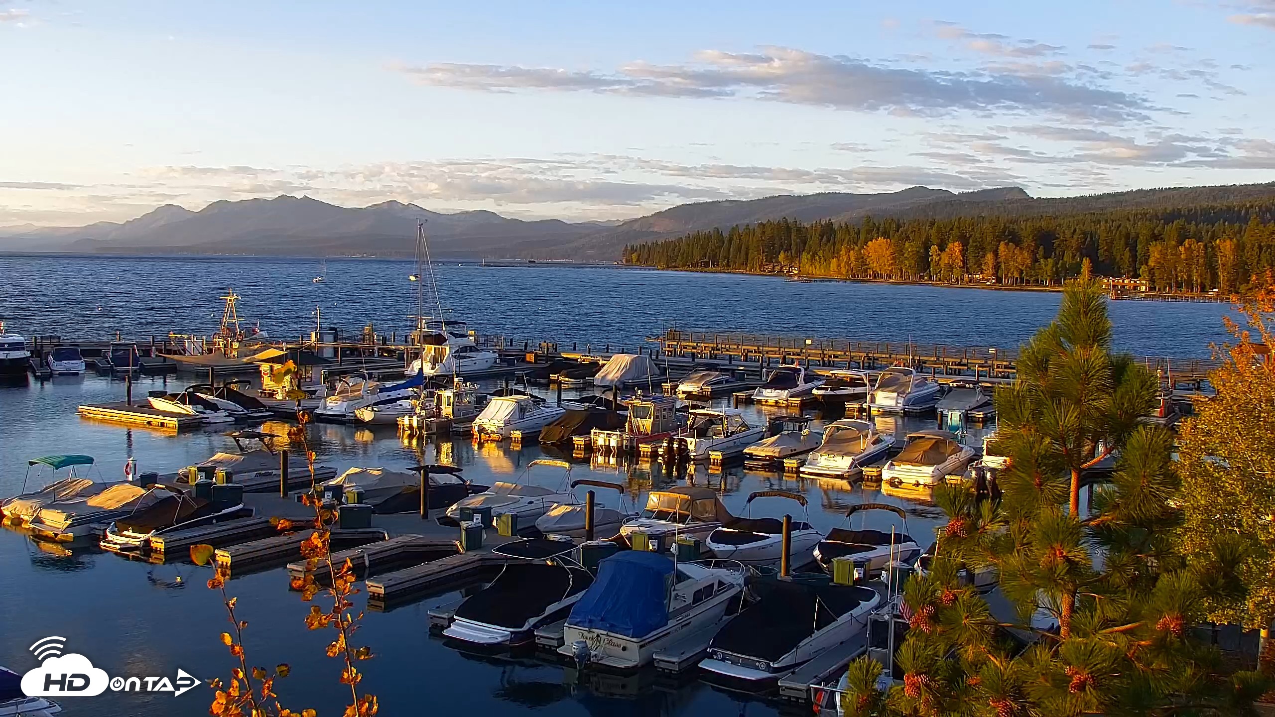 Snapshot of Tahoe City Marina - Lake Tahoe Live Webcam taken Oct 10, 2026, 7:23am PDT