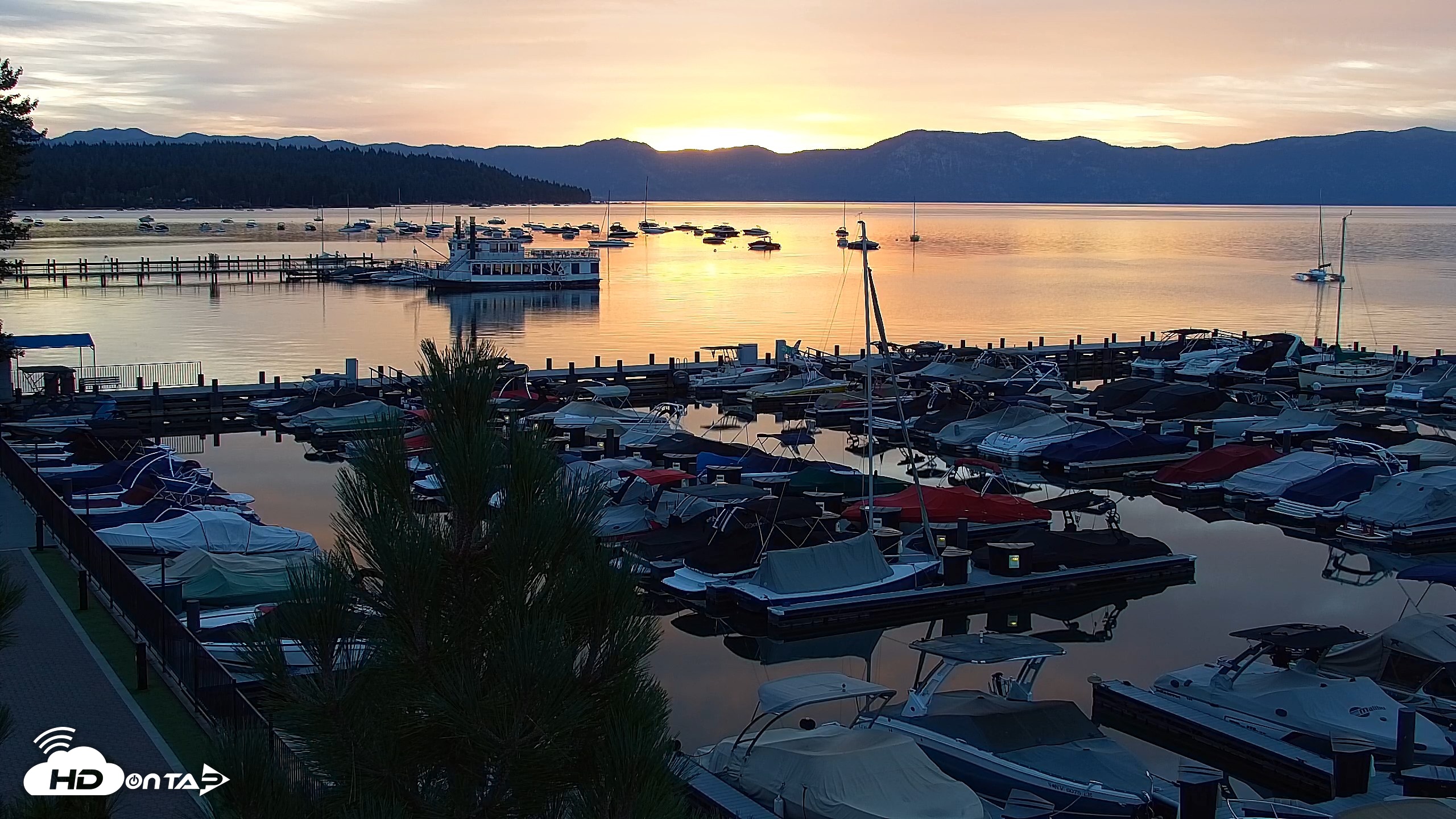 Snapshot of Tahoe City Marina - Lake Tahoe Live Webcam taken Aug 21, 2026, 6:18am PDT