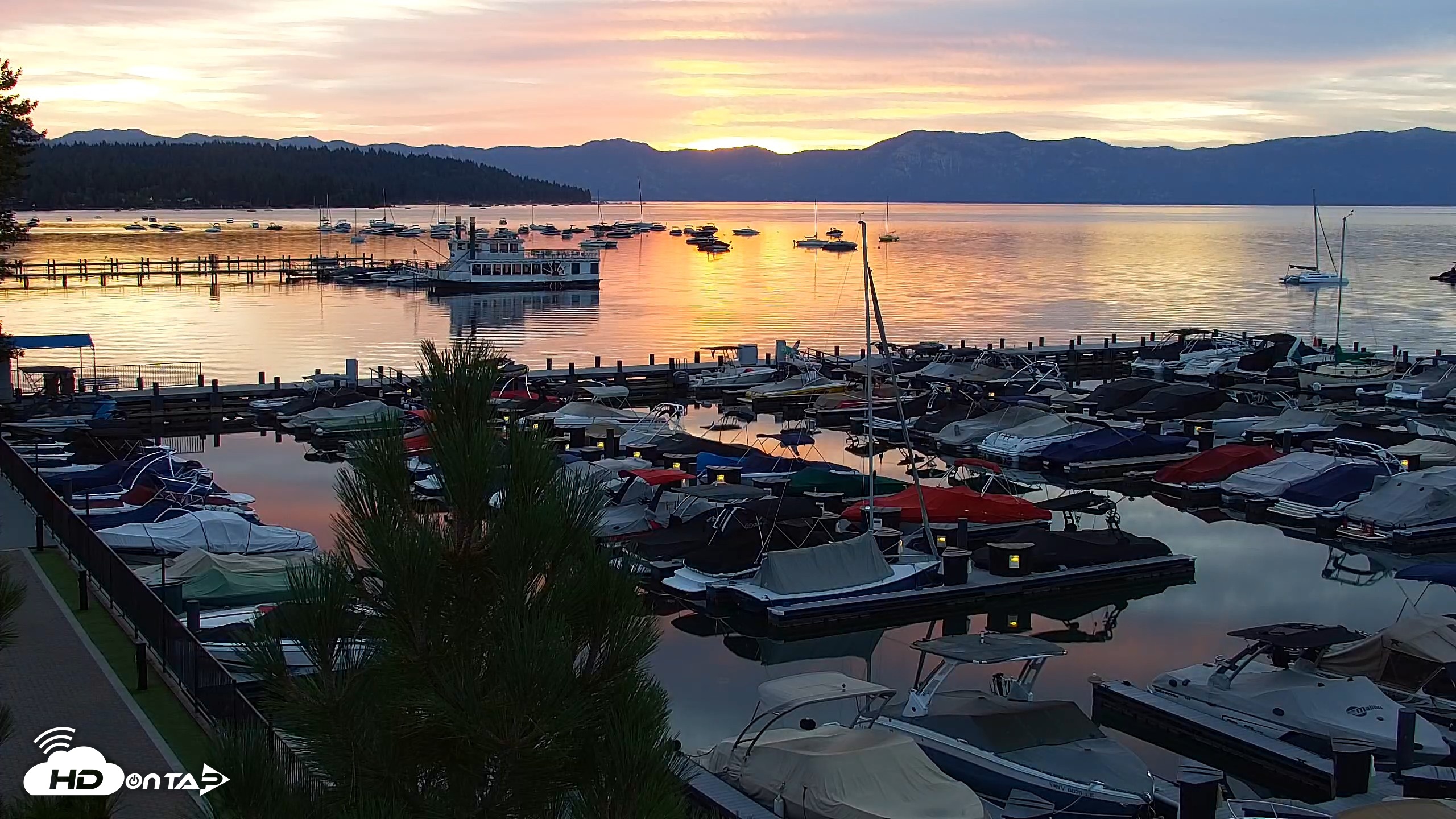 Snapshot of Tahoe City Marina - Lake Tahoe Live Webcam taken Aug 21, 2026, 6:13am PDT