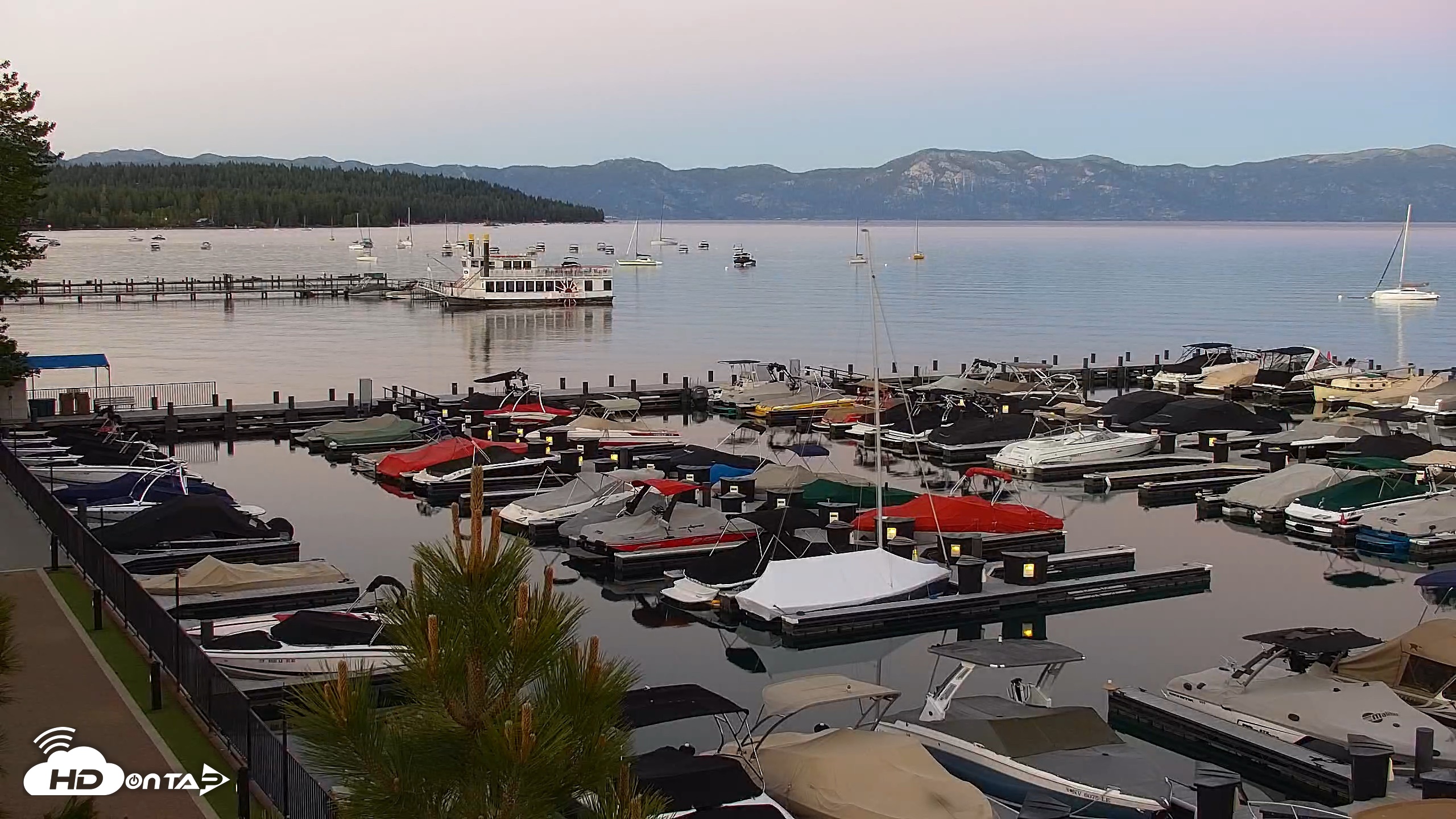 Snapshot of Tahoe City Marina - Lake Tahoe Live Webcam taken Jun 9, 2026, 8:40pm PDT