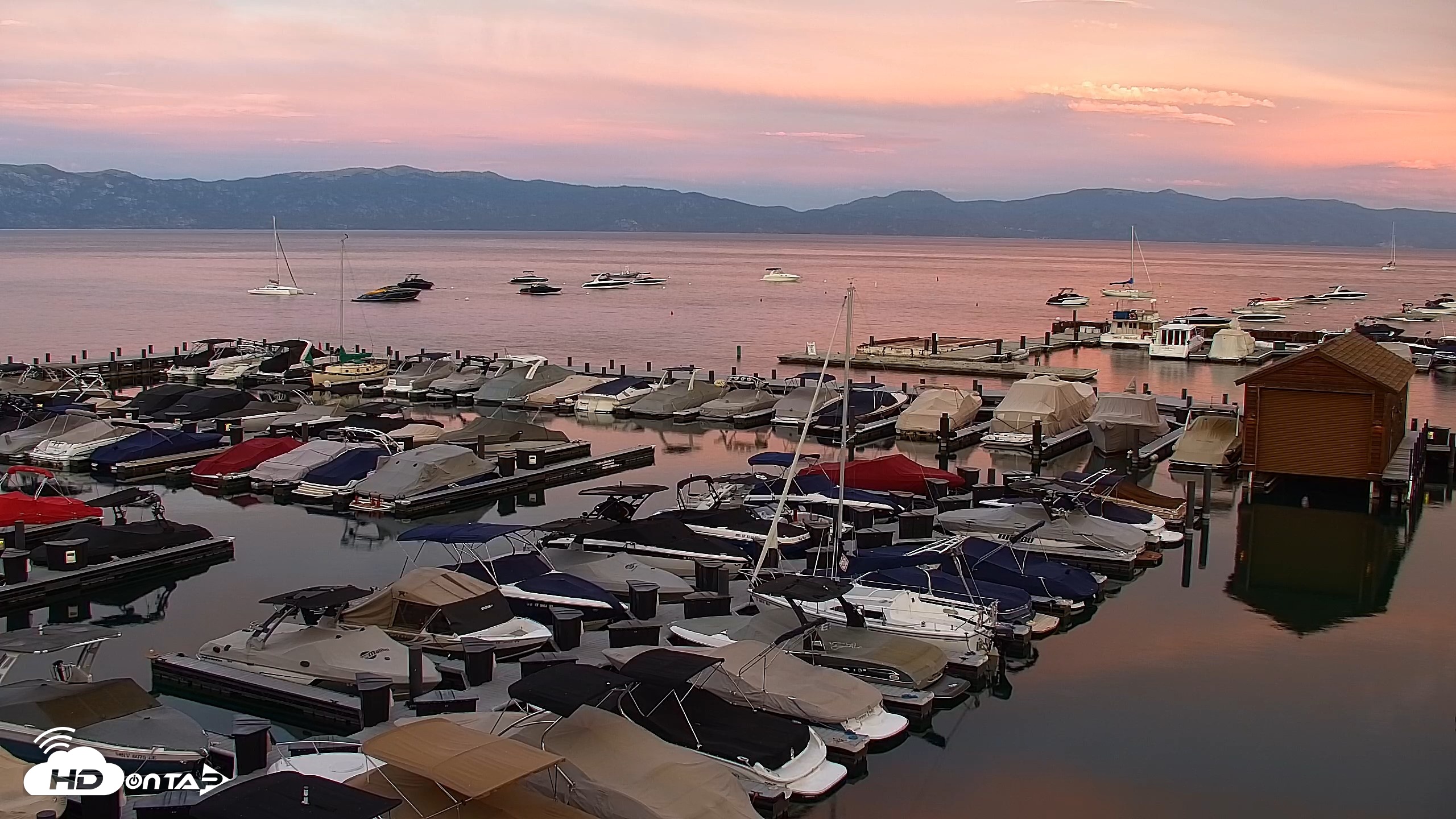 Snapshot of Tahoe City Marina - Lake Tahoe Live Webcam taken Aug 21, 2026, 7:53pm PDT