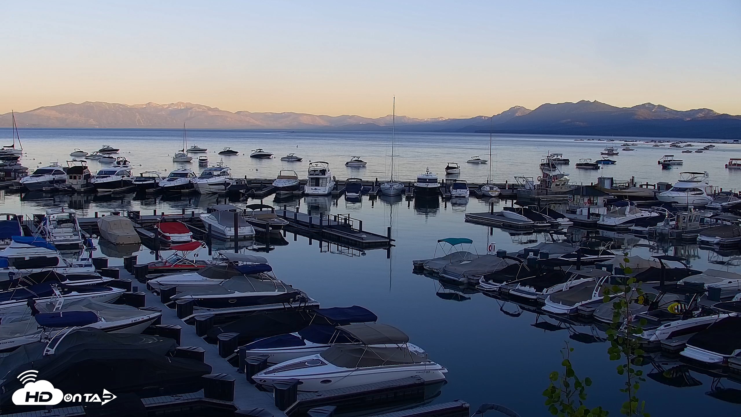 Snapshot of Tahoe City Marina - Lake Tahoe Live Webcam taken Jun 21, 2026, 8:09pm PDT