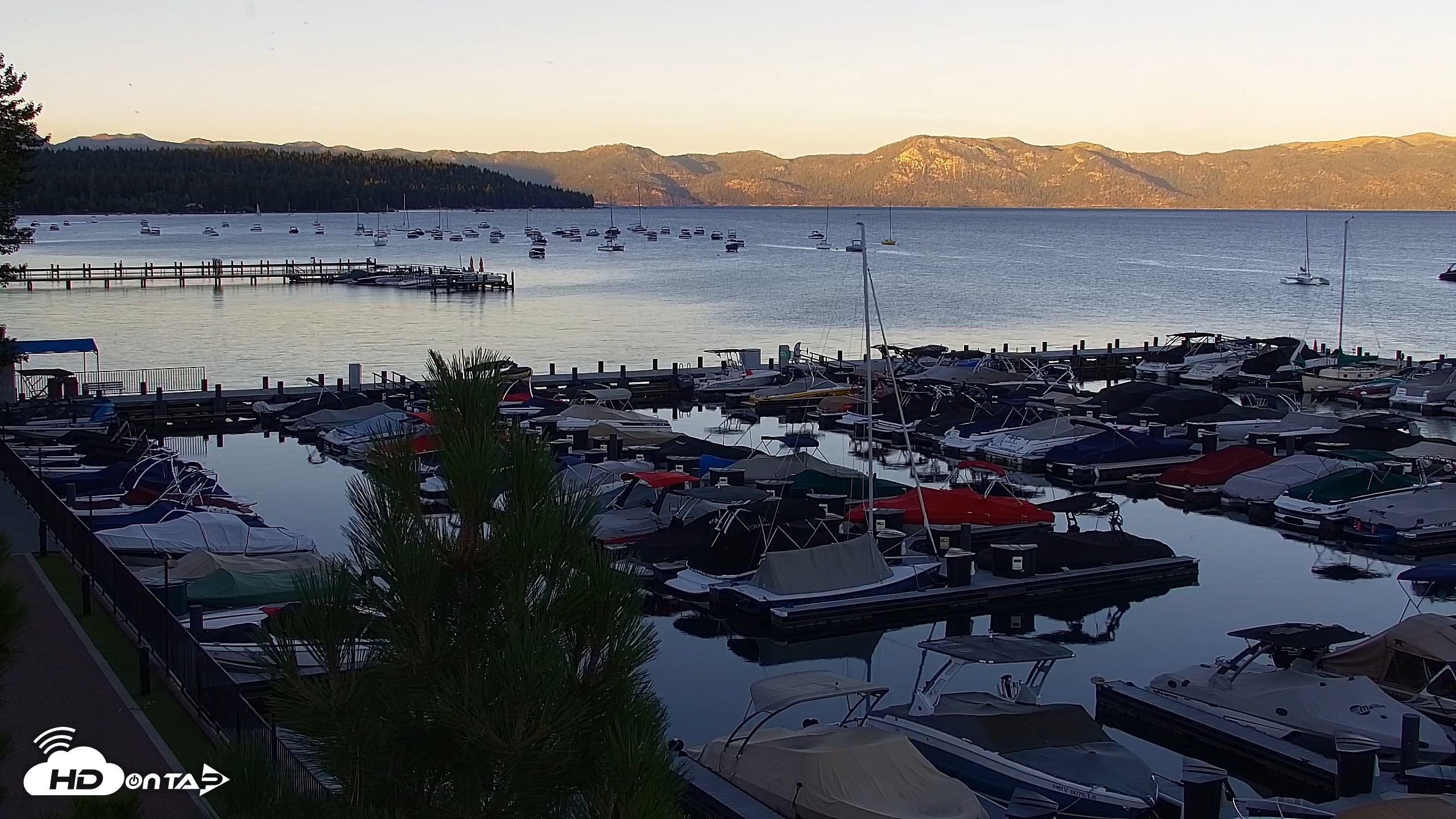 Snapshot of Tahoe City Marina - Lake Tahoe Live Webcam taken Jul 30, 2026, 7:55pm PDT