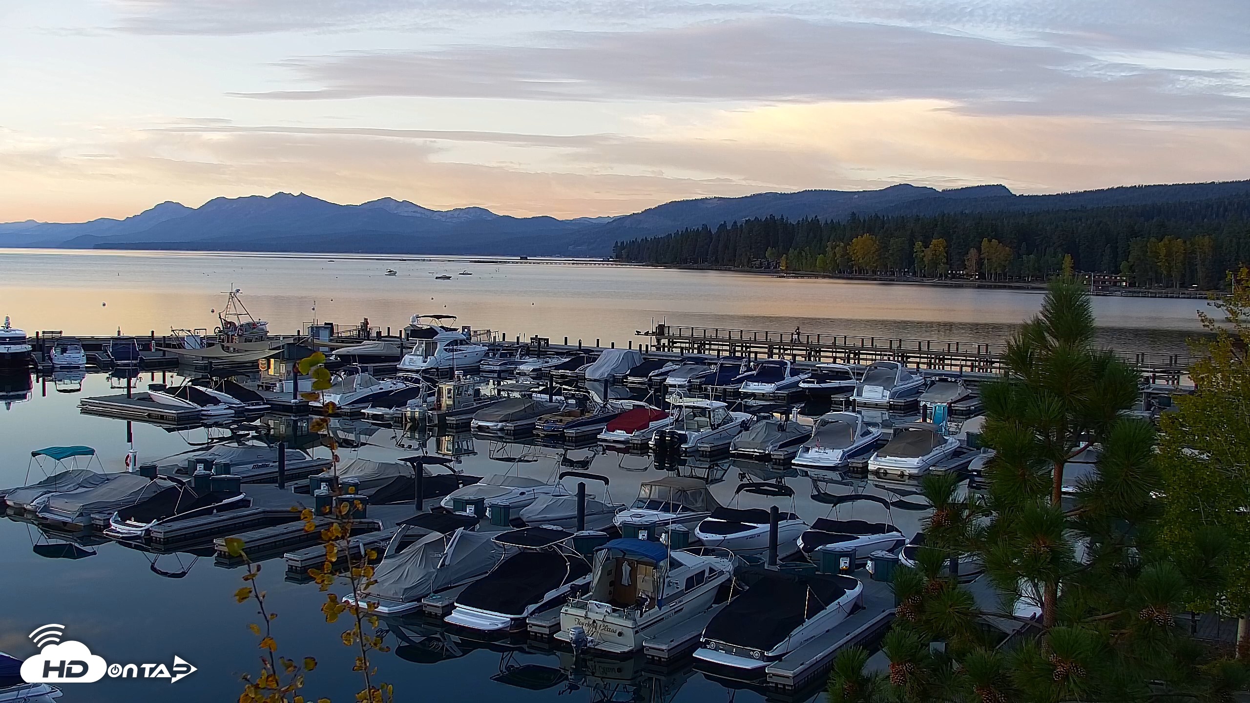 Snapshot of Tahoe City Marina - Lake Tahoe Live Webcam taken Oct 3, 2026, 7:06am PDT