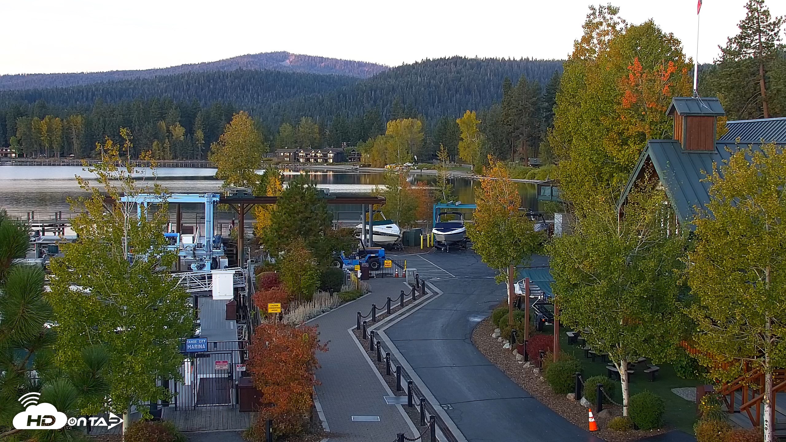 Snapshot of Tahoe City Marina - Lake Tahoe Live Webcam taken Oct 3, 2026, 7:07am PDT