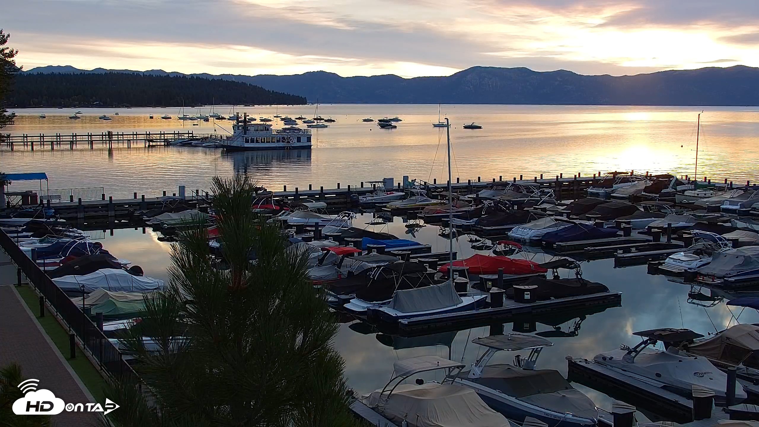 Snapshot of Tahoe City Marina - Lake Tahoe Live Webcam taken Sep 20, 2026, 6:55am PDT
