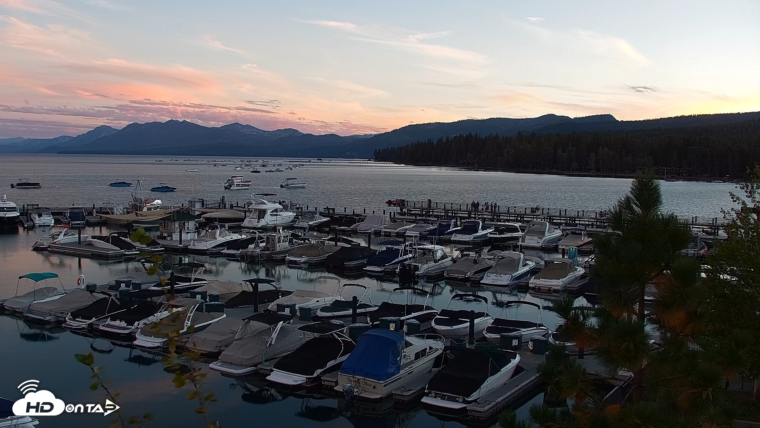 Snapshot of Tahoe City Marina - Lake Tahoe Live Webcam taken Sep 10, 2026, 7:24pm PDT