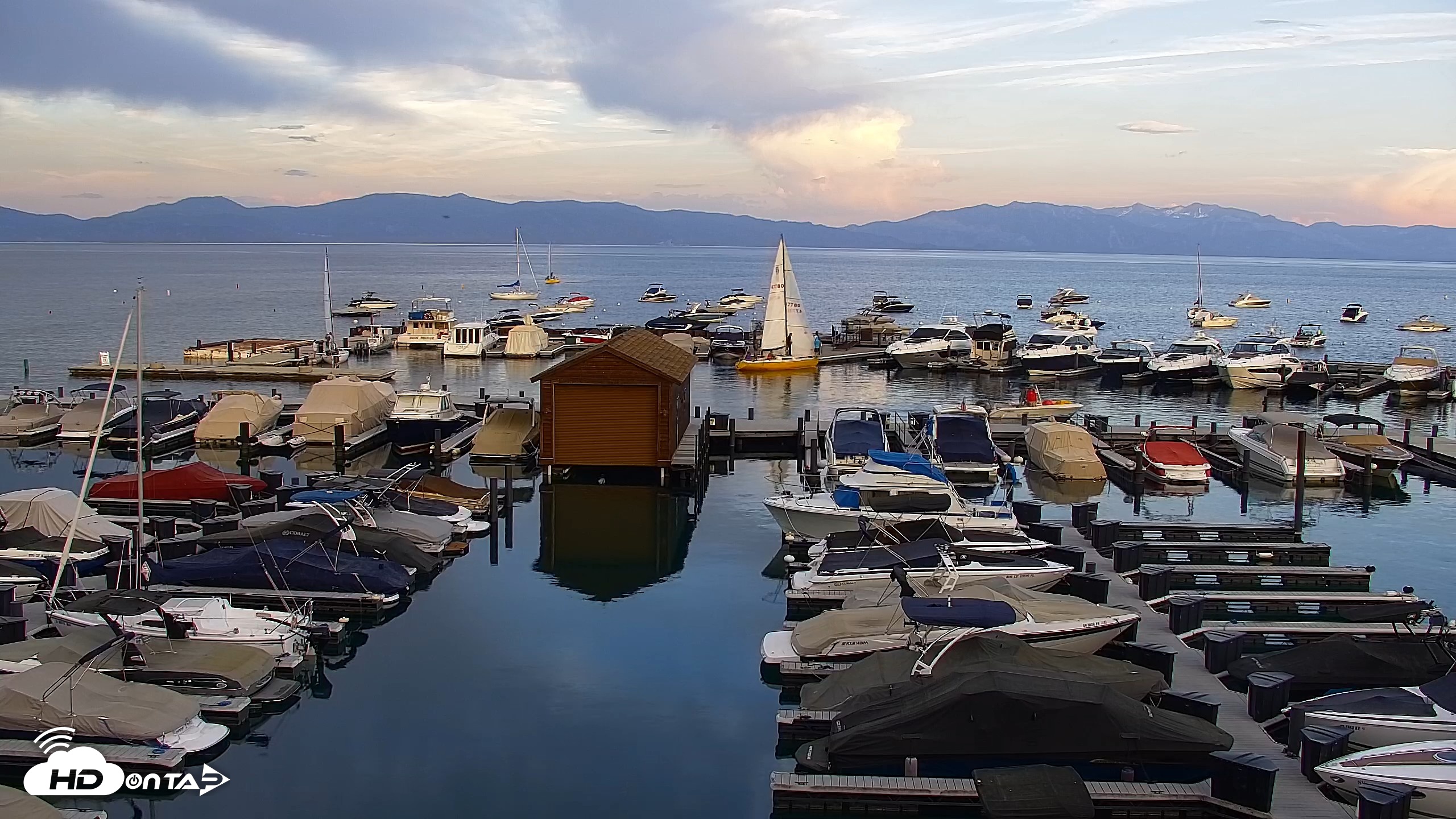Snapshot of Tahoe City Marina - Lake Tahoe Live Webcam taken Jun 17, 2026, 7:56pm PDT