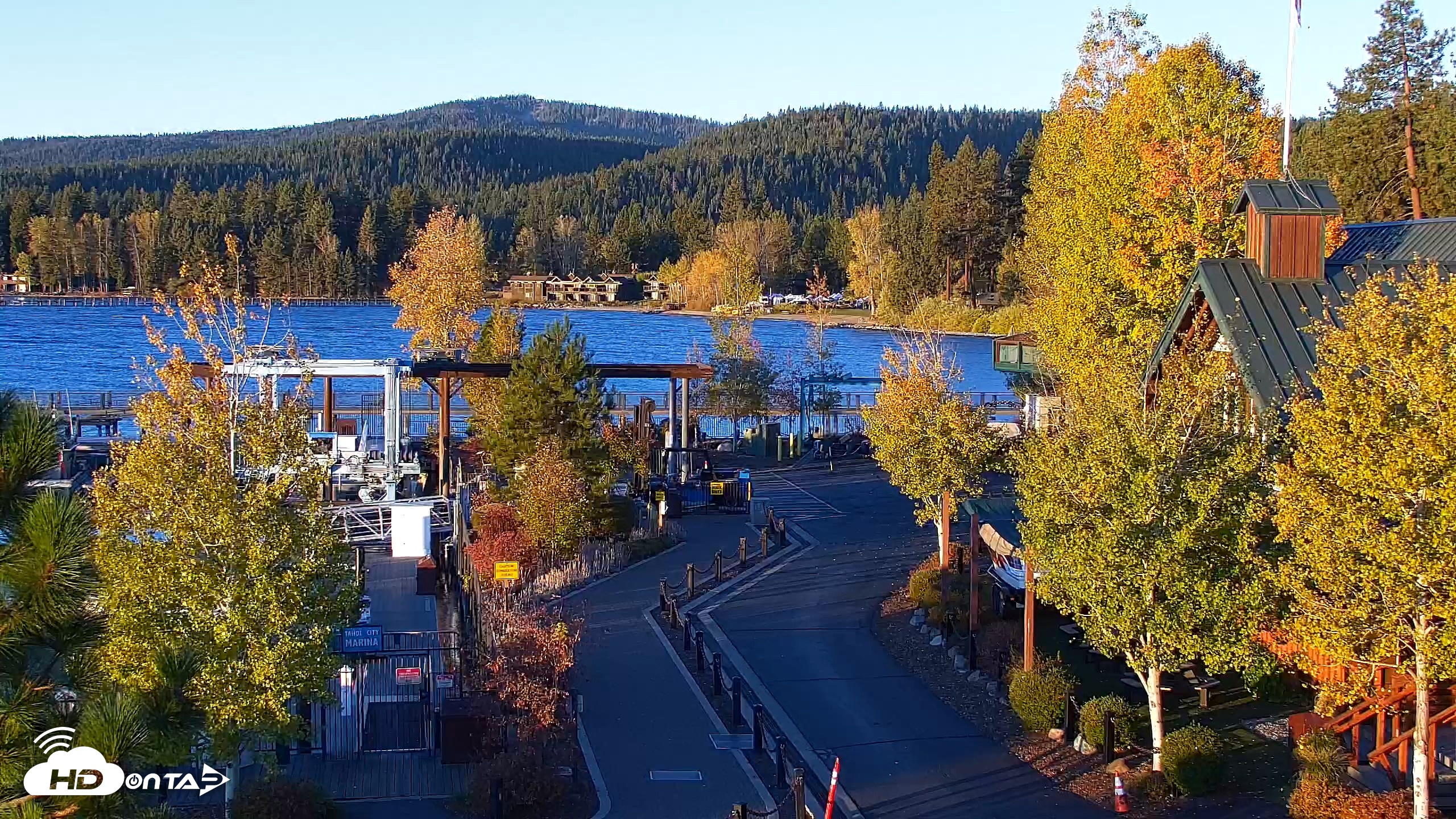 Snapshot of Tahoe City Marina - Lake Tahoe Live Webcam taken Oct 15, 2026, 7:25am PDT