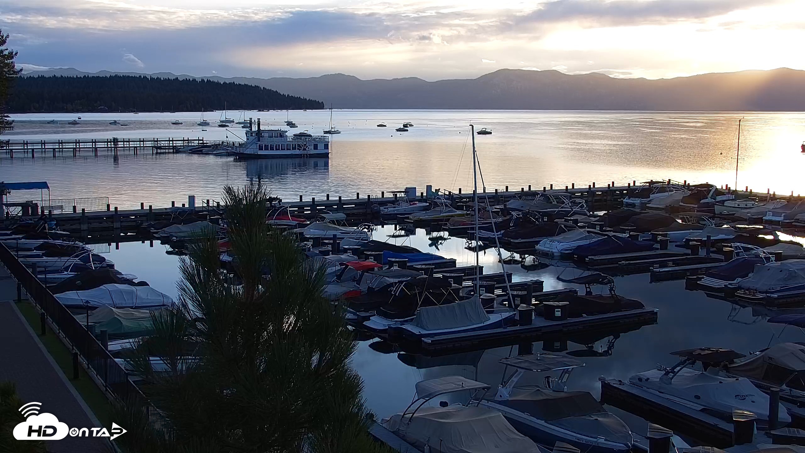 Snapshot of Tahoe City Marina - Lake Tahoe Live Webcam taken Sep 28, 2026, 7:21am PDT