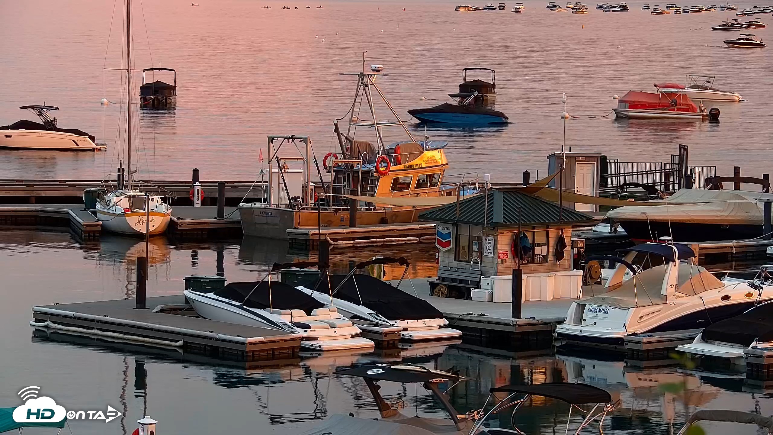 Snapshot of Tahoe City Marina - Lake Tahoe Live Webcam taken Jul 12, 2026, 8:28pm PDT