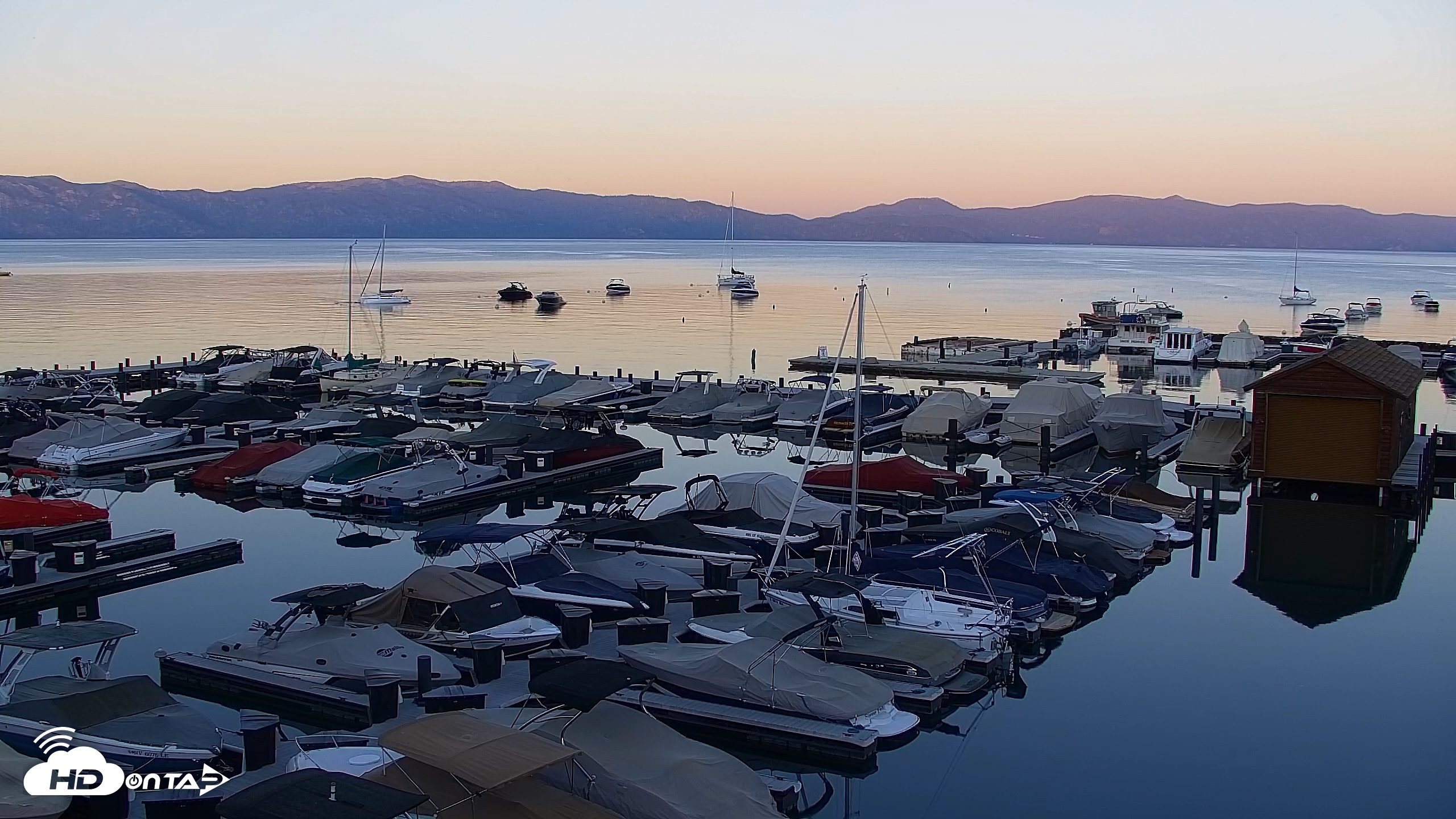 Snapshot of Tahoe City Marina - Lake Tahoe Live Webcam taken Jun 15, 2026, 8:18pm PDT