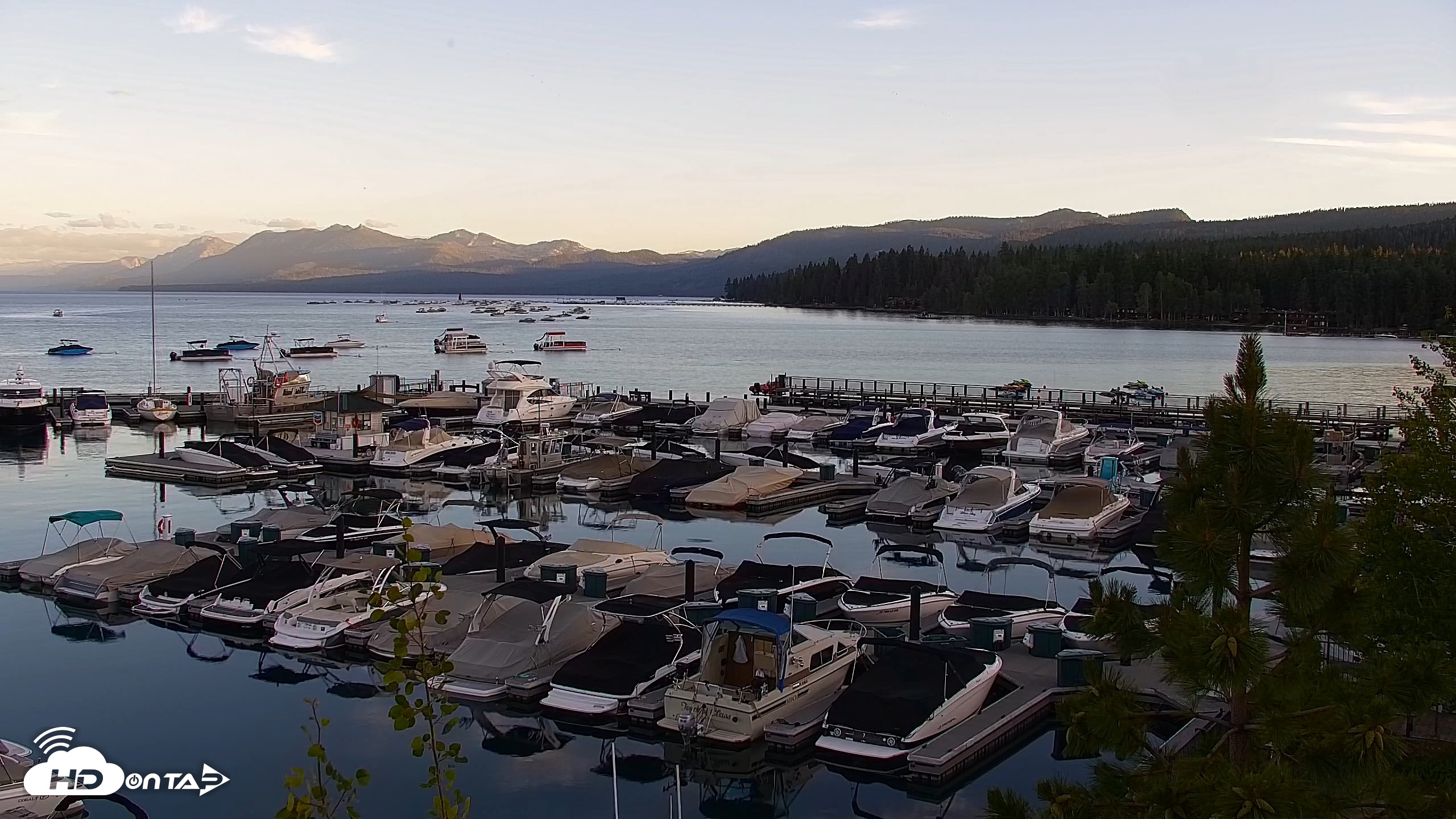 Snapshot of Tahoe City Marina - Lake Tahoe Live Webcam taken Jul 1, 2026, 8:02pm PDT