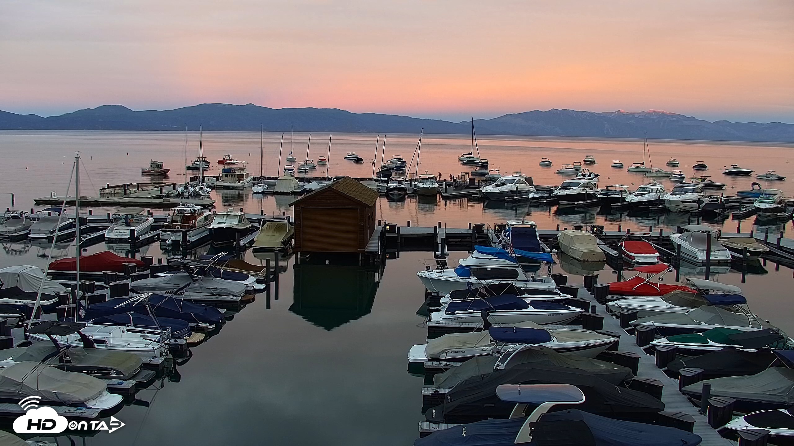 Snapshot of Tahoe City Marina - Lake Tahoe Live Webcam taken Jul 11, 2026, 8:33pm PDT