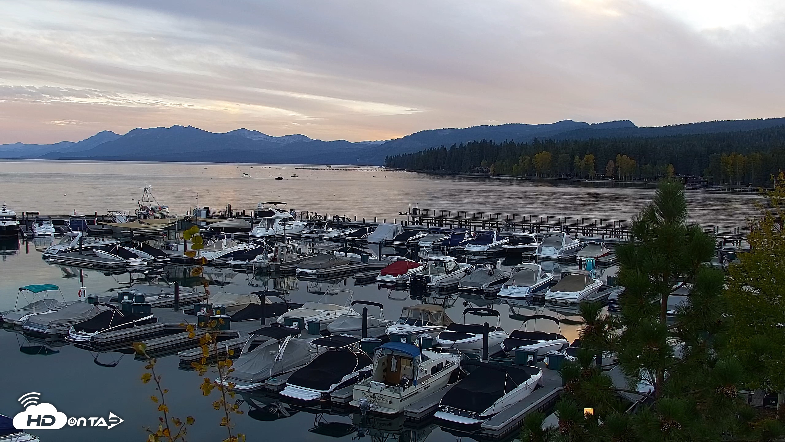 Snapshot of Tahoe City Marina - Lake Tahoe Live Webcam taken Oct 2, 2026, 6:38pm PDT
