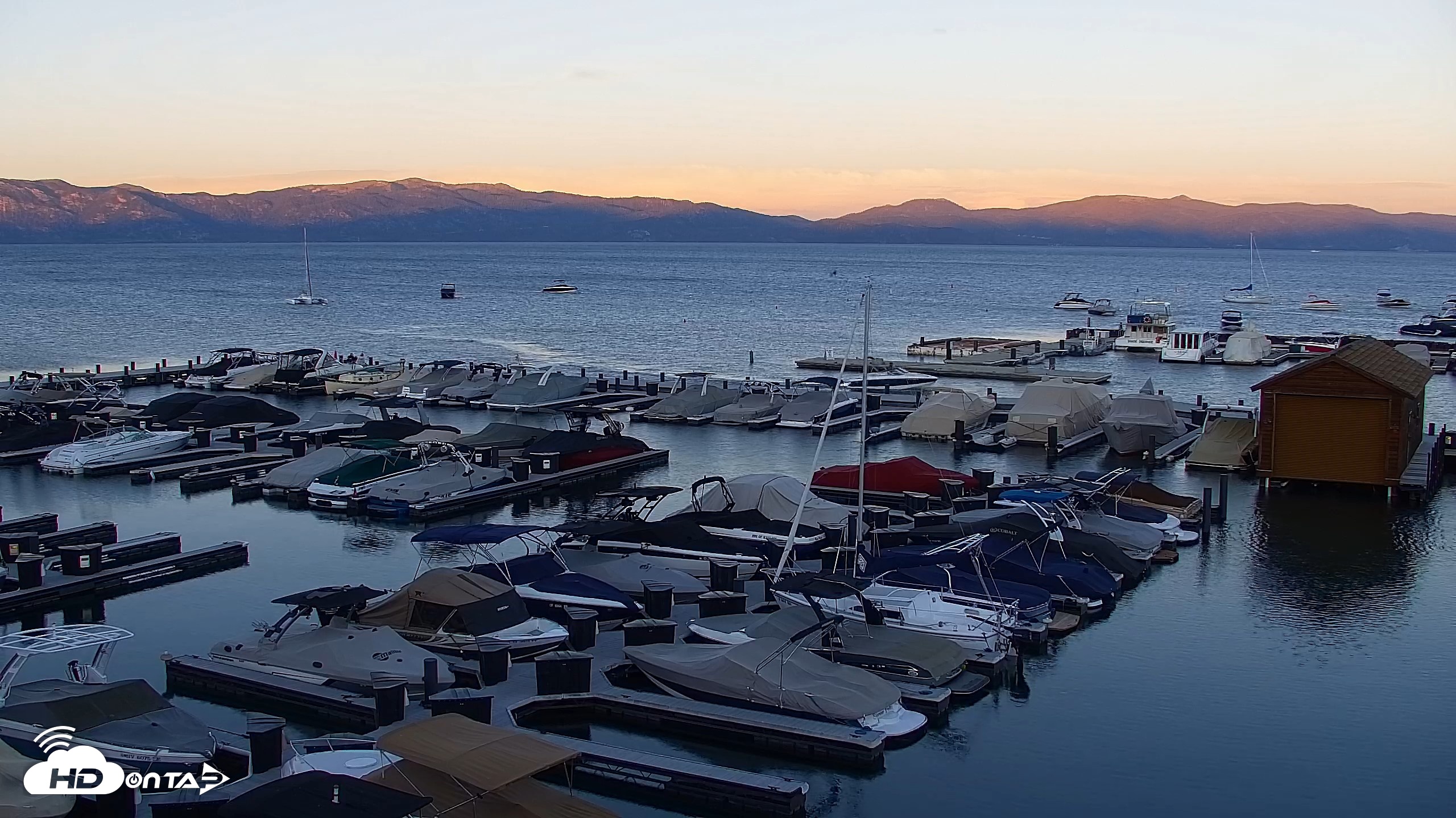 Snapshot of Tahoe City Marina - Lake Tahoe Live Webcam taken Jun 6, 2026, 8:17pm PDT