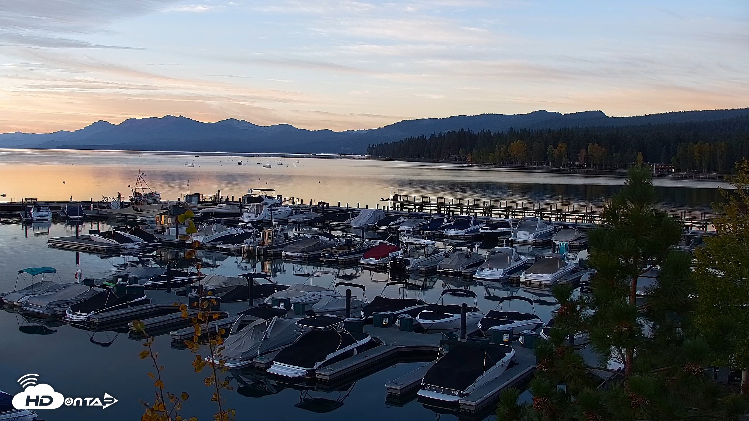 Snapshot of Tahoe City Marina - Lake Tahoe Live Webcam taken Oct 2, 2026, 7:00am PDT