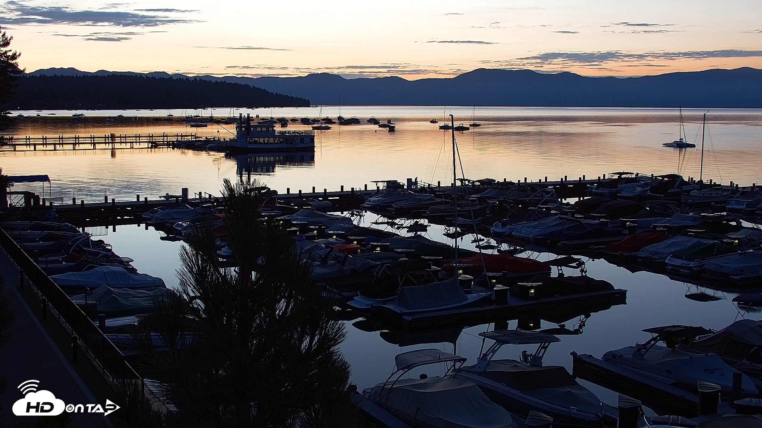 Snapshot of Tahoe City Marina - Lake Tahoe Live Webcam taken Aug 7, 2026, 5:50am PDT
