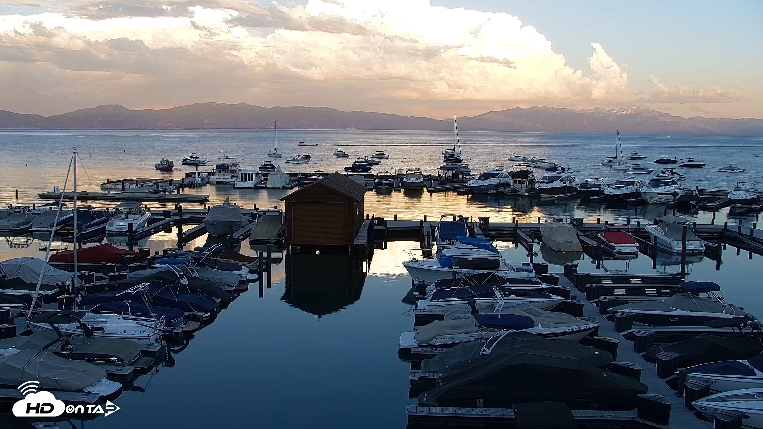 Snapshot of Tahoe City Marina - Lake Tahoe Live Webcam taken Jun 13, 2026, 8:10pm PDT