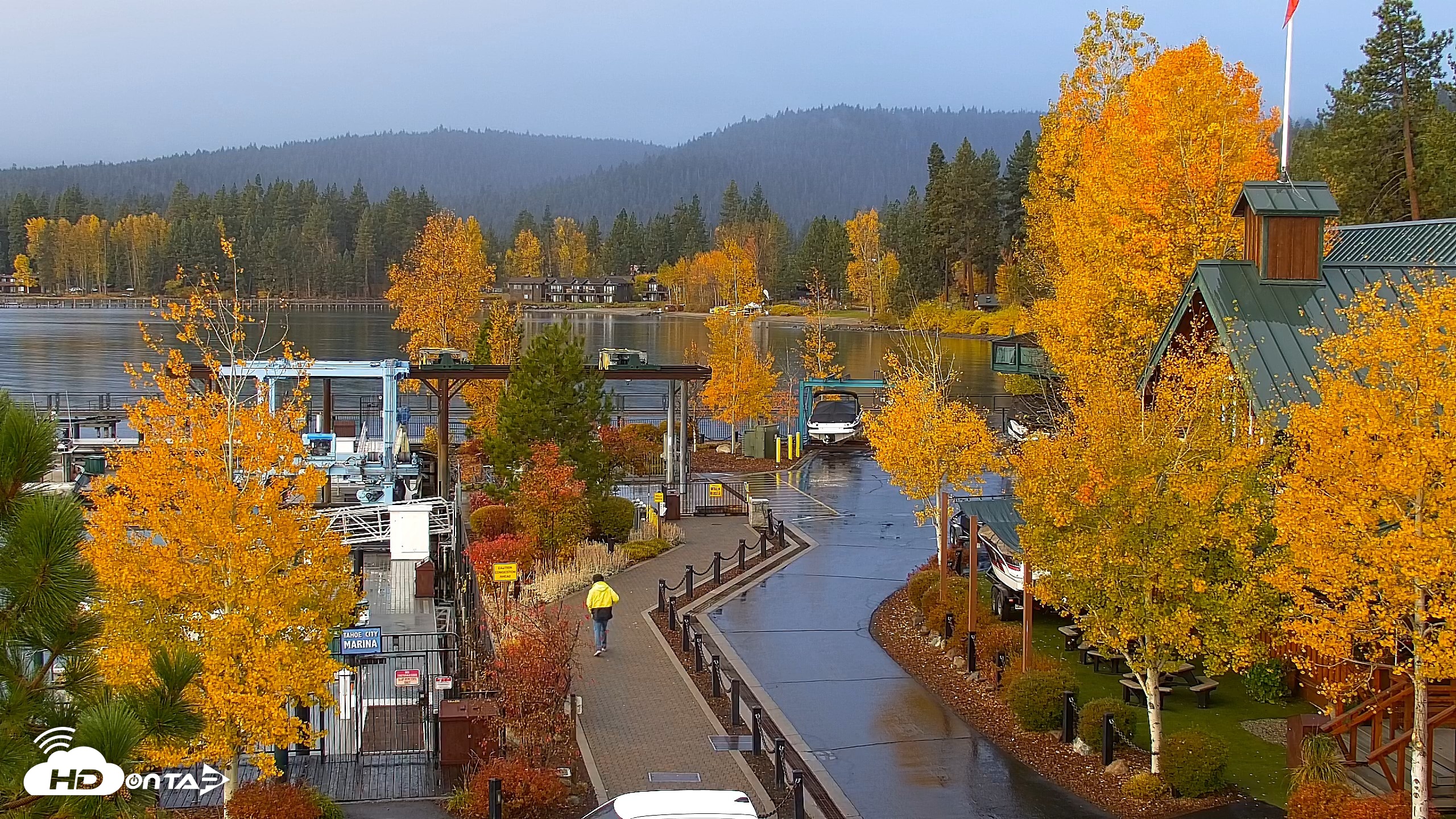 Snapshot of Tahoe City Marina - Lake Tahoe Live Webcam taken Oct 23, 2026, 8:00am PDT