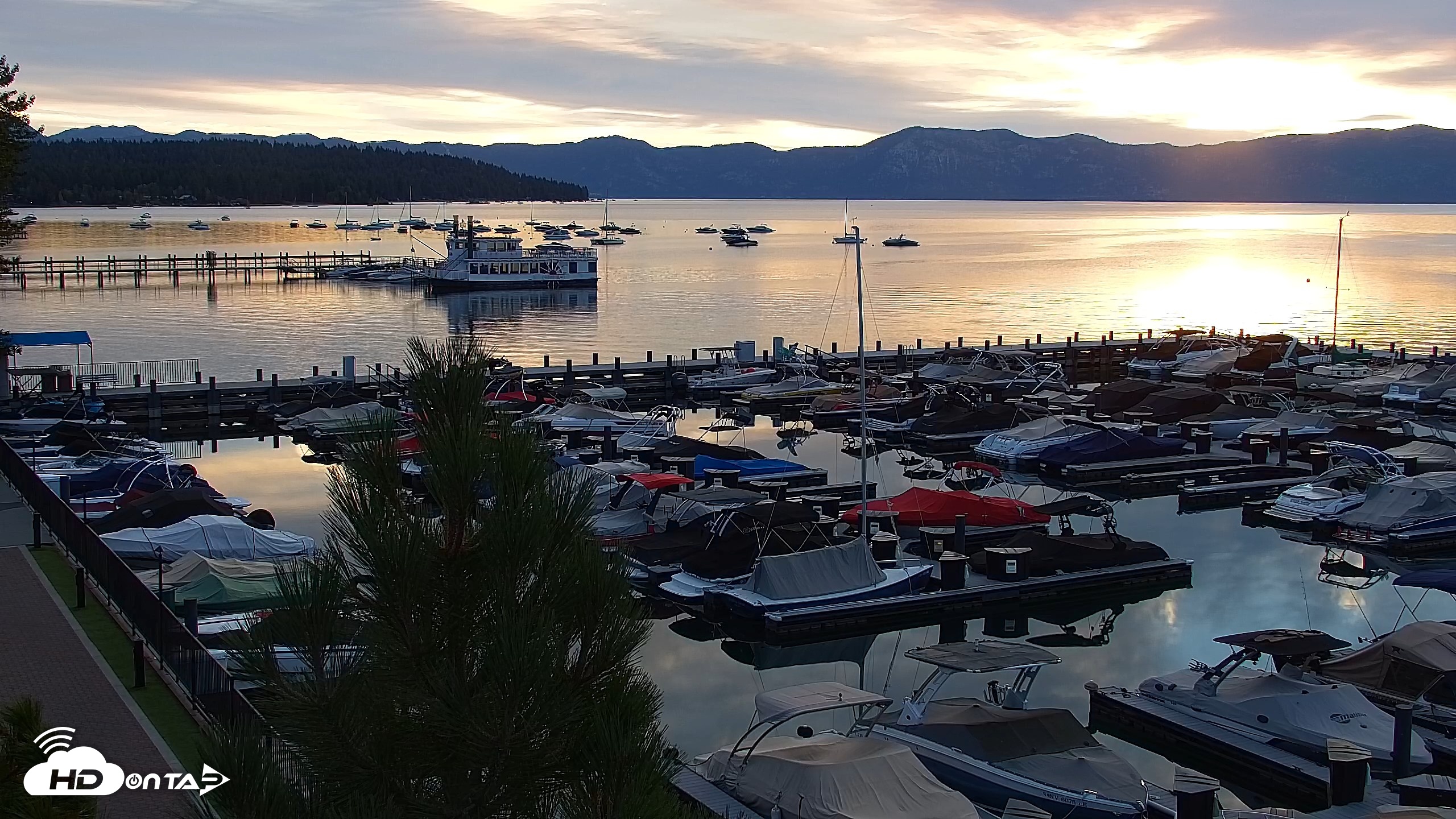 Snapshot of Tahoe City Marina - Lake Tahoe Live Webcam taken Sep 20, 2026, 6:56am PDT