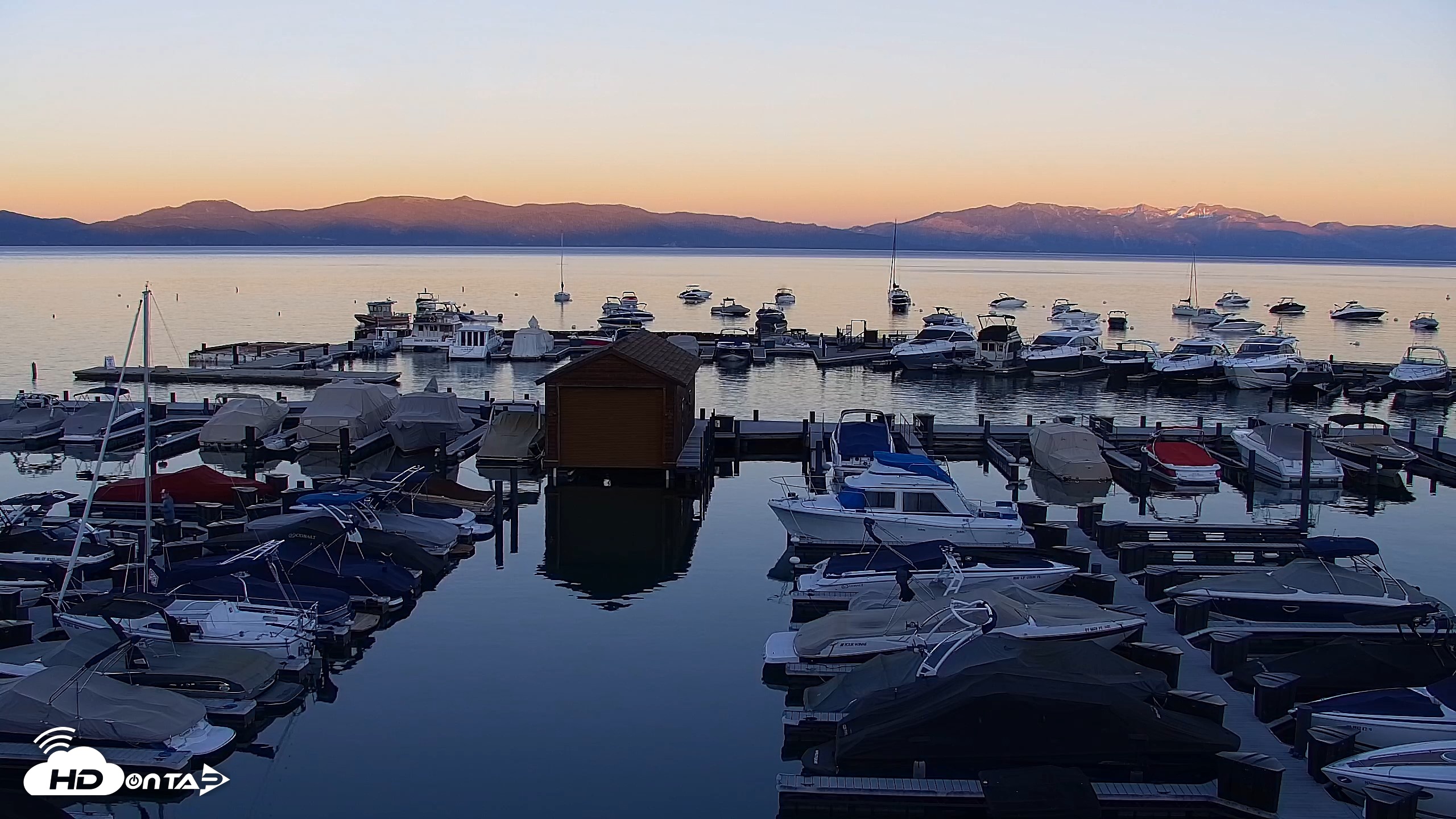 Snapshot of Tahoe City Marina - Lake Tahoe Live Webcam taken Jun 10, 2026, 8:19pm PDT
