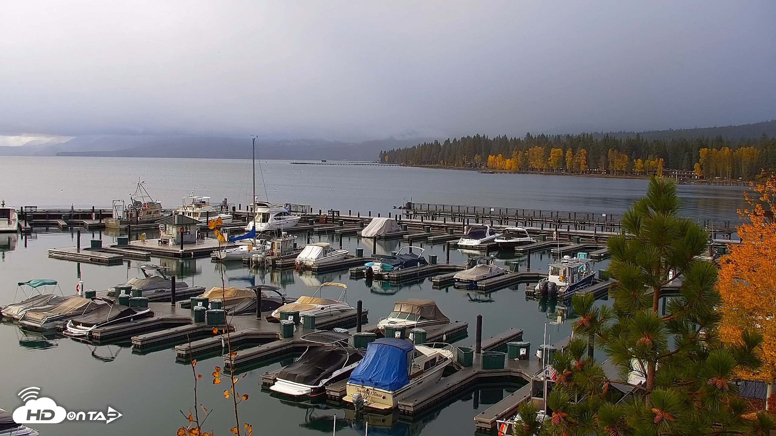 Snapshot of Tahoe City Marina - Lake Tahoe Live Webcam taken Oct 23, 2026, 8:01am PDT