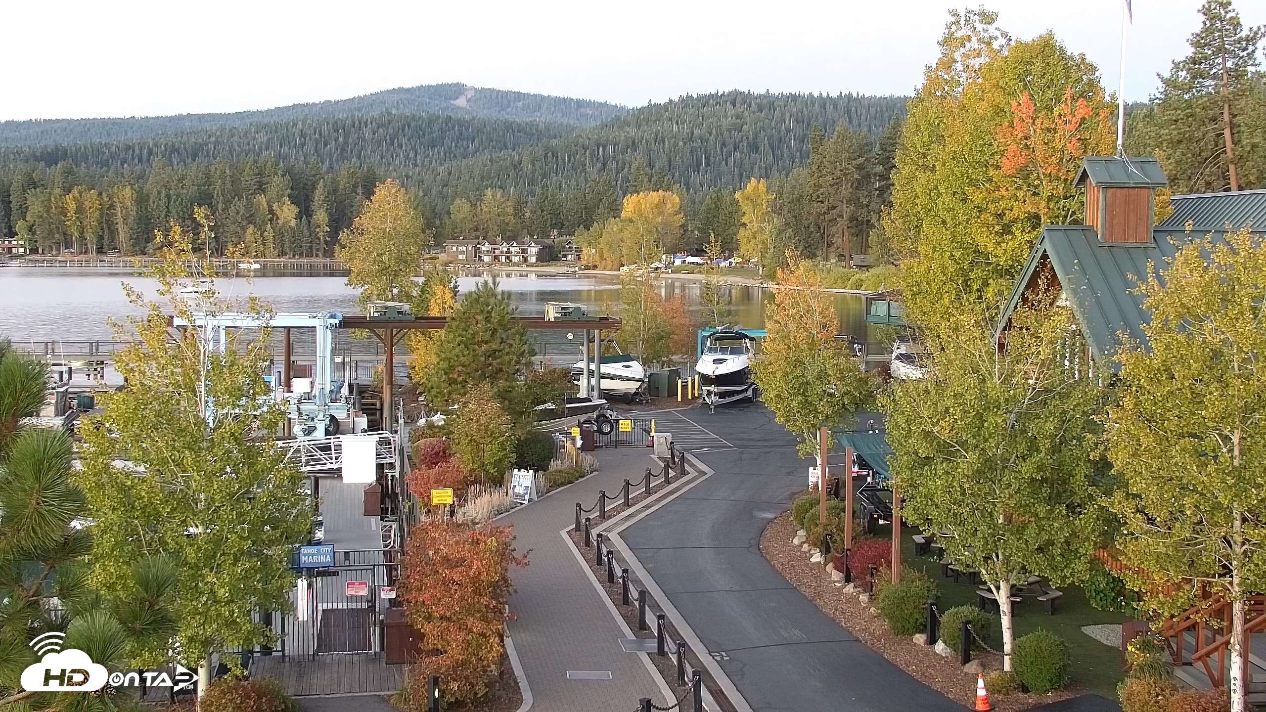 Snapshot of Tahoe City Marina - Lake Tahoe Live Webcam taken Oct 1, 2026, 6:44am PDT