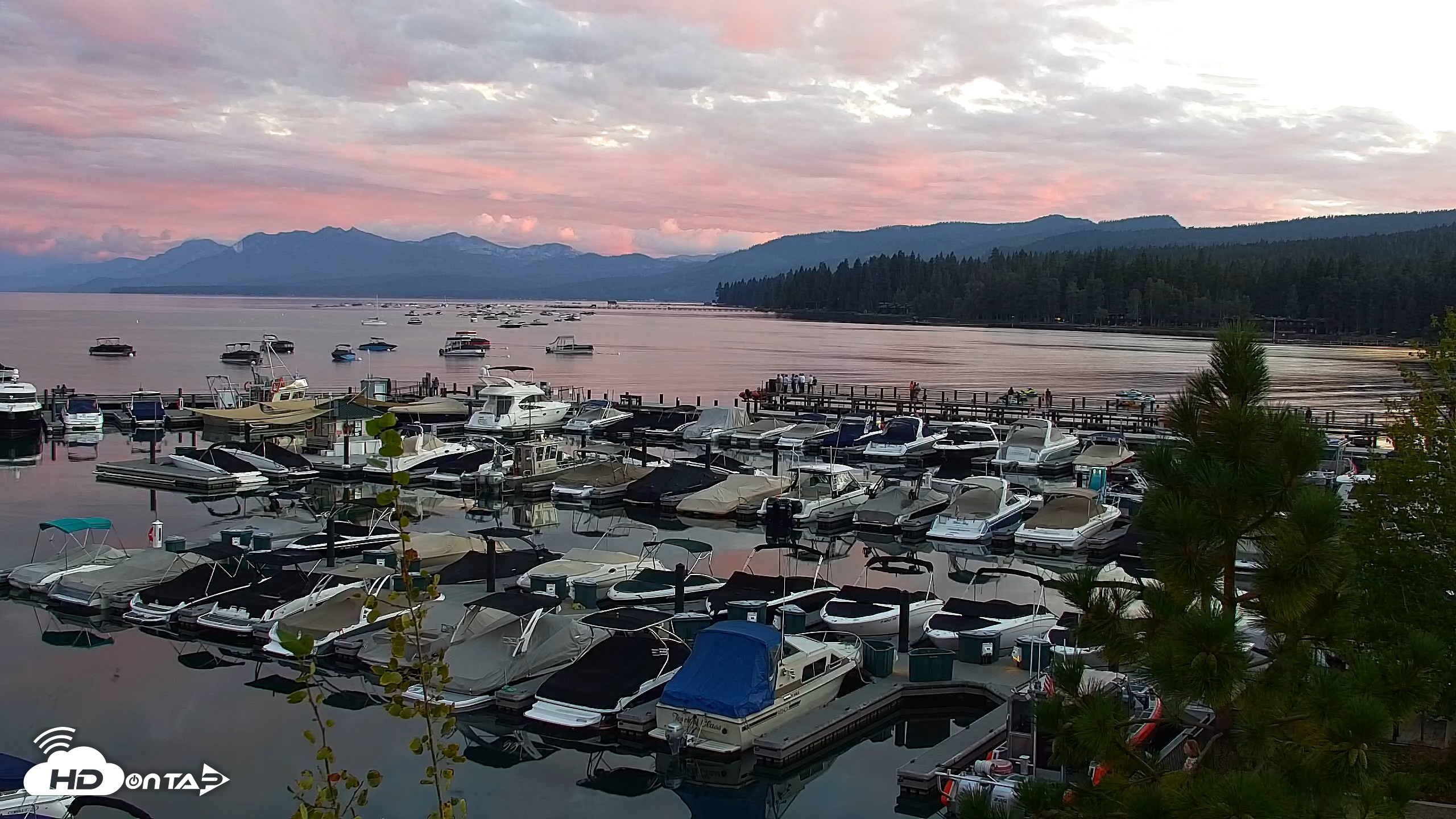 Snapshot of Tahoe City Marina - Lake Tahoe Live Webcam taken Aug 28, 2026, 7:40pm PDT