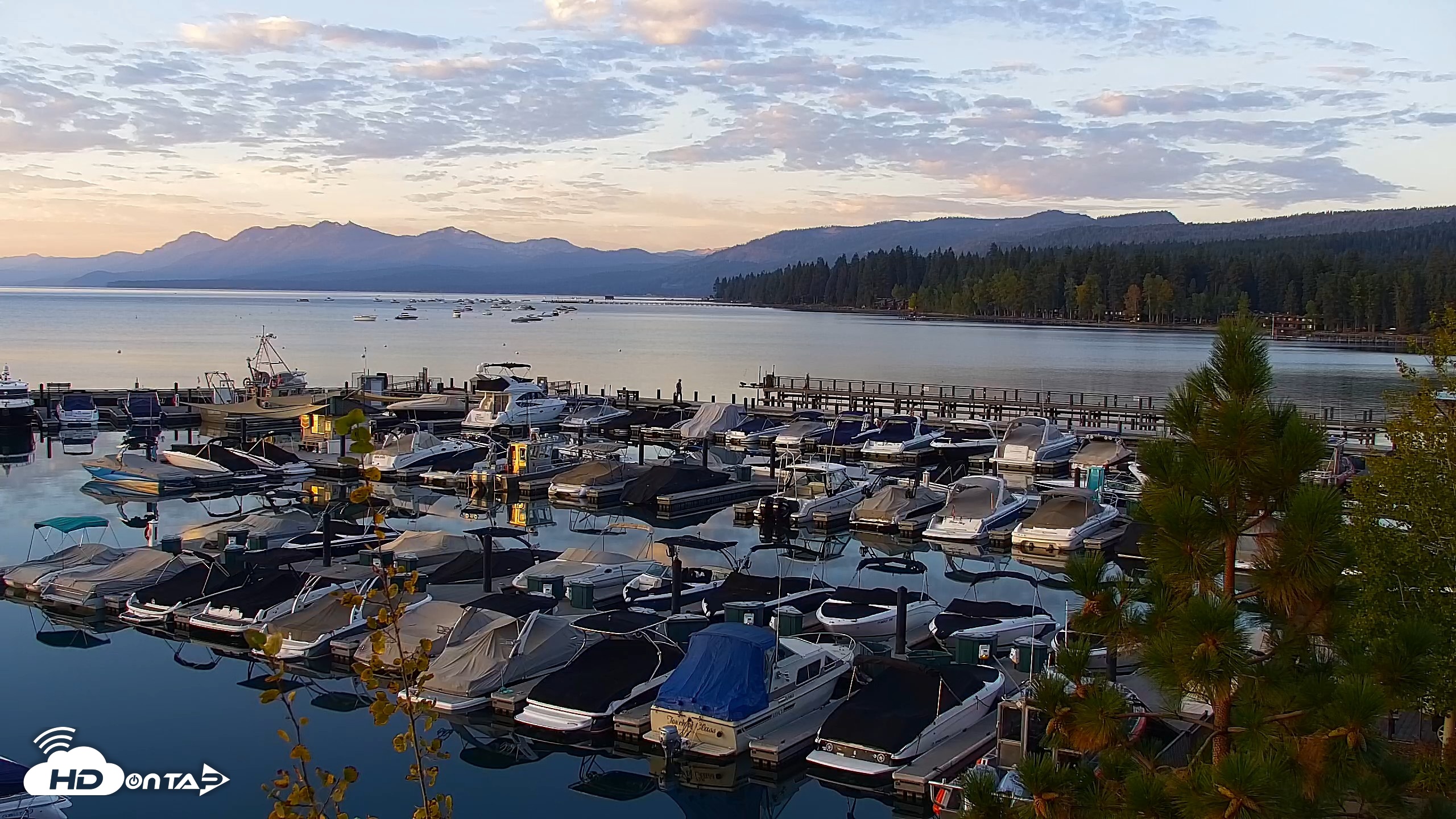 Snapshot of Tahoe City Marina - Lake Tahoe Live Webcam taken Sep 21, 2026, 6:56am PDT