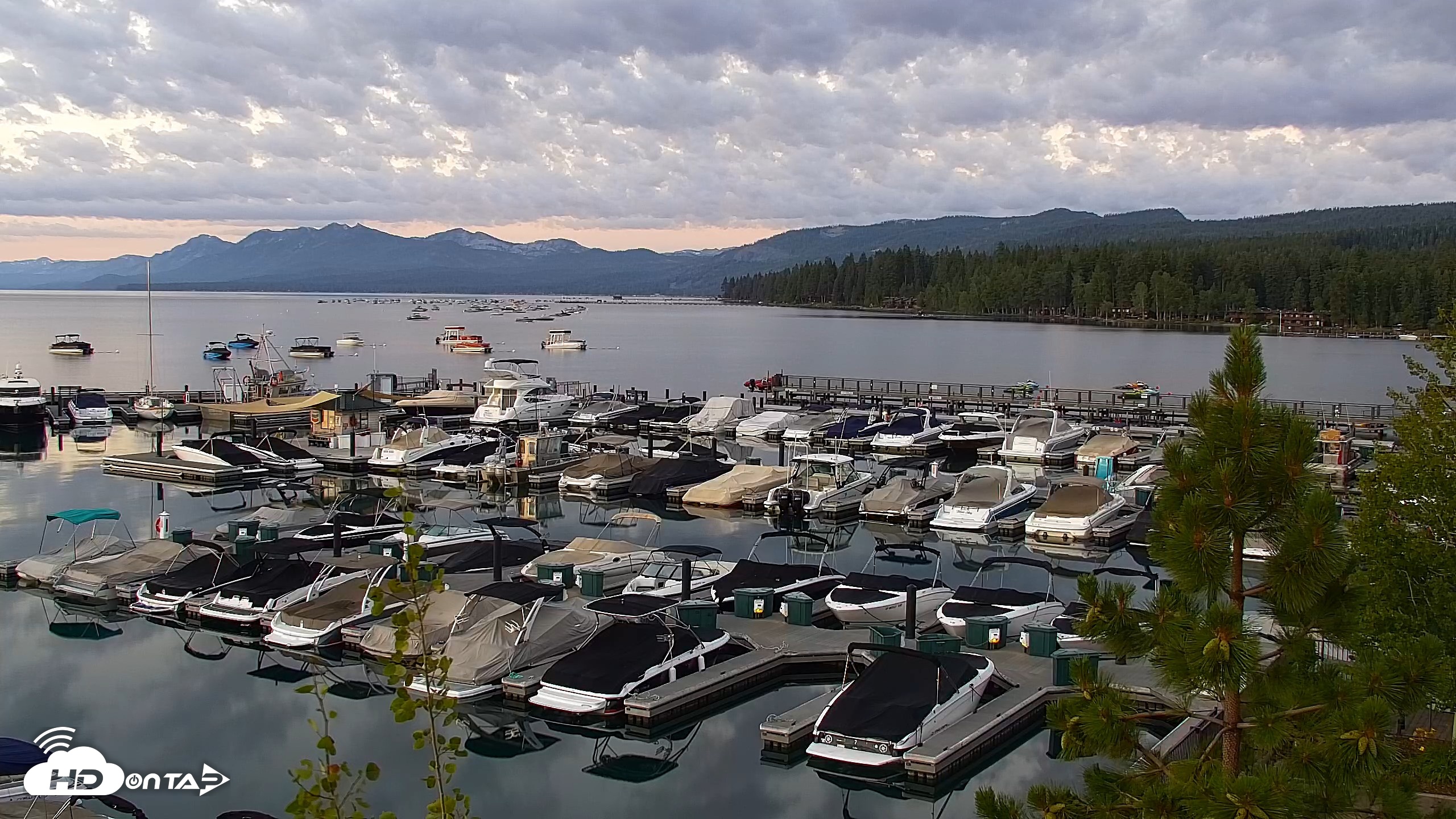 Snapshot of Tahoe City Marina - Lake Tahoe Live Webcam taken Jul 16, 2026, 5:46am PDT