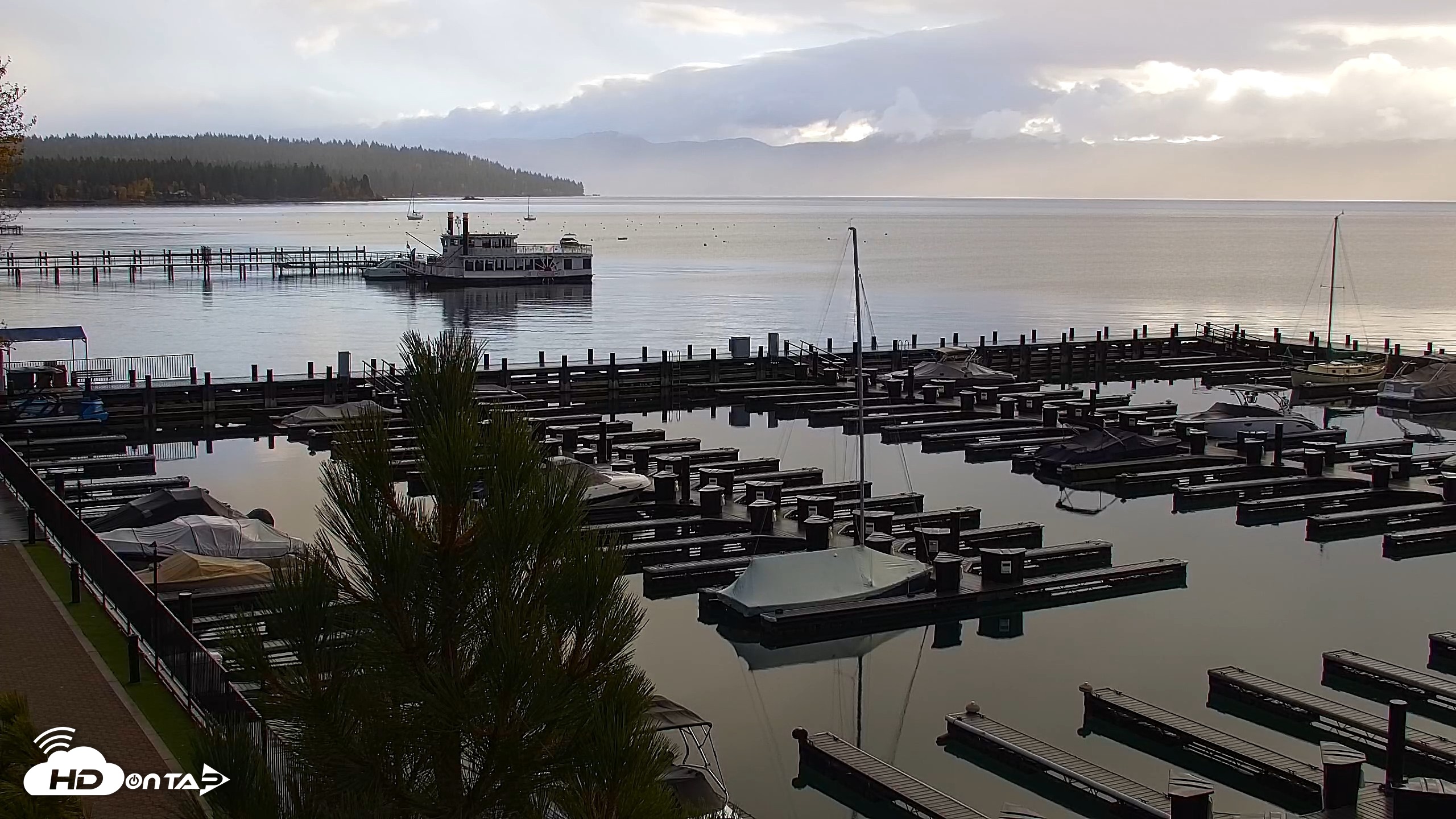 Snapshot of Tahoe City Marina - Lake Tahoe Live Webcam taken Oct 23, 2026, 8:02am PDT