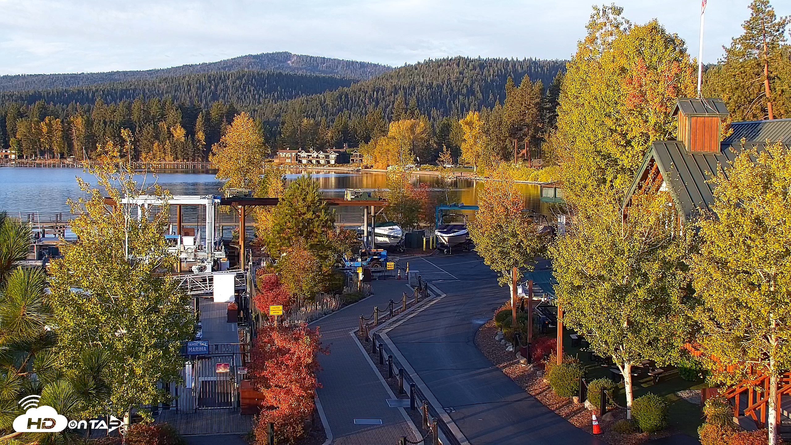 Snapshot of Tahoe City Marina - Lake Tahoe Live Webcam taken Oct 4, 2026, 7:18am PDT
