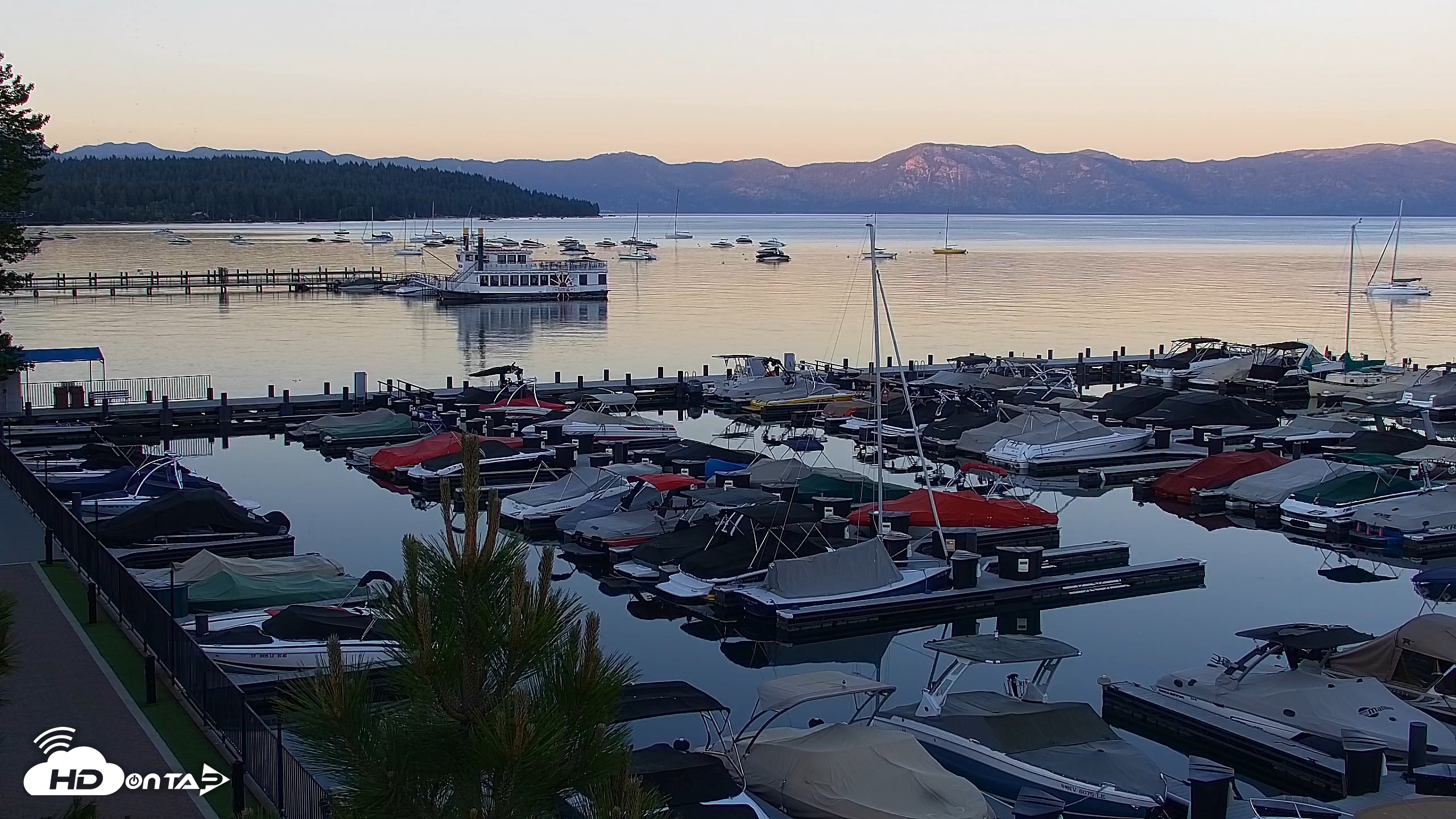 Snapshot of Tahoe City Marina - Lake Tahoe Live Webcam taken Jun 15, 2026, 8:18pm PDT