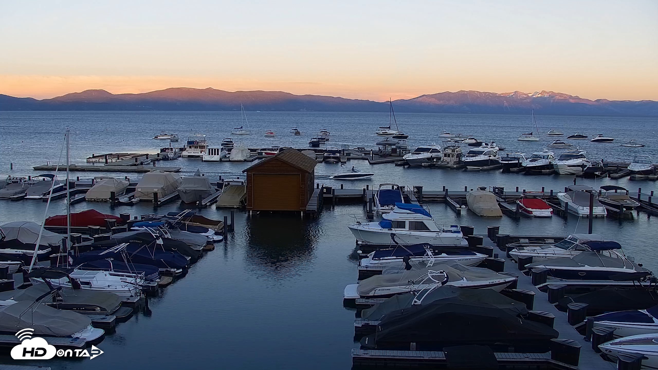 Snapshot of Tahoe City Marina - Lake Tahoe Live Webcam taken Jun 6, 2026, 8:17pm PDT