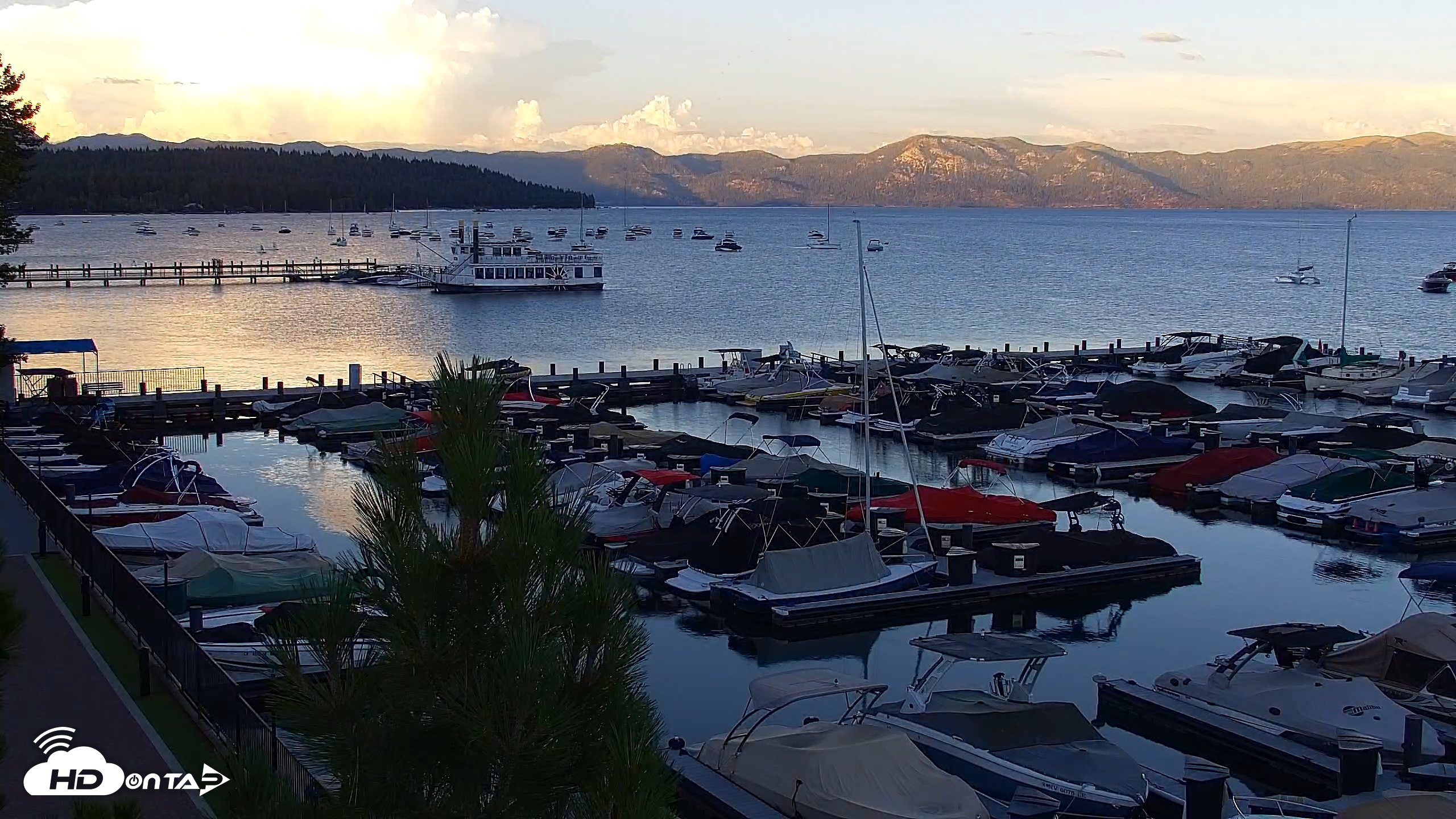 Snapshot of Tahoe City Marina - Lake Tahoe Live Webcam taken Jul 22, 2026, 8:06pm PDT