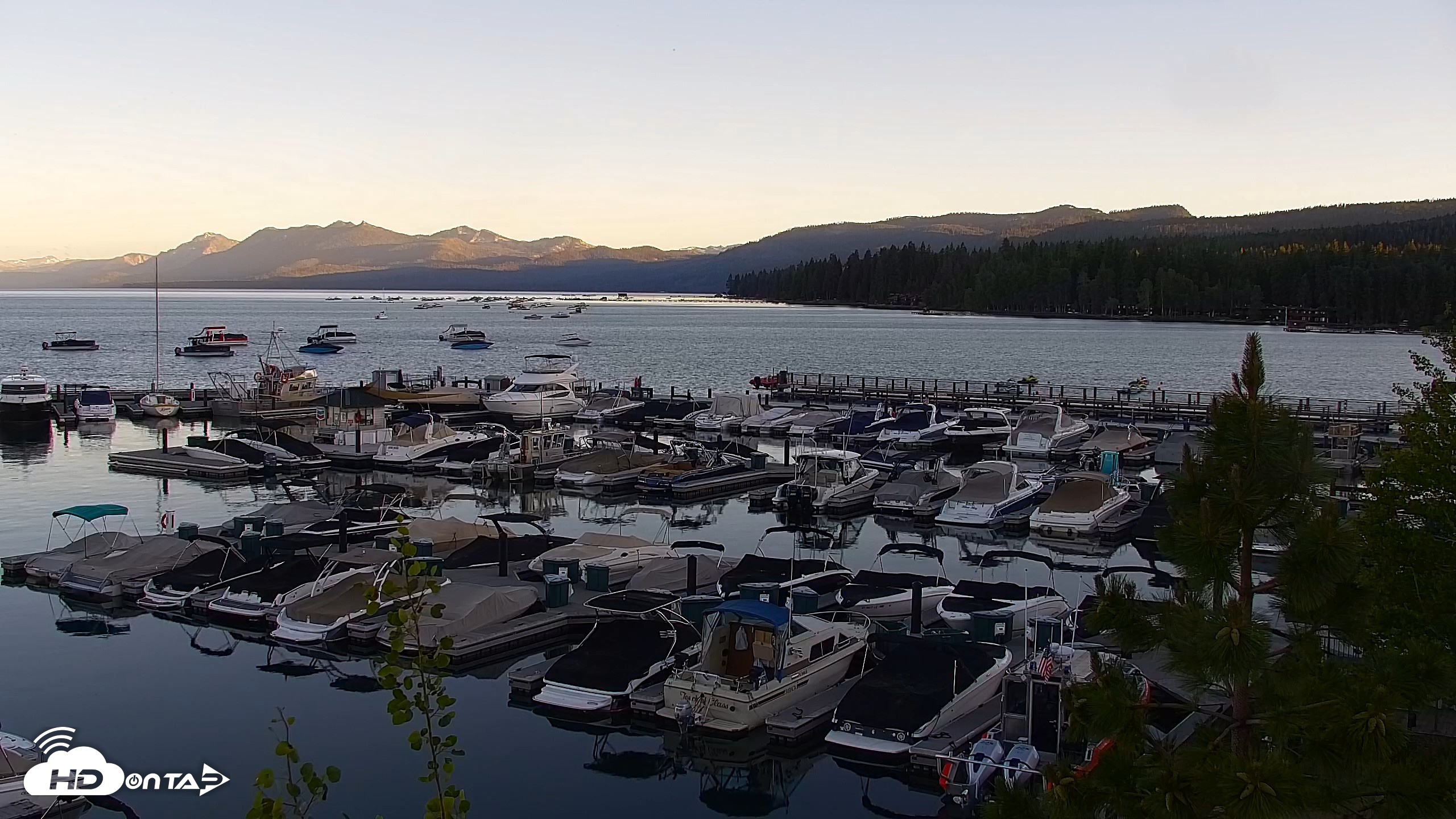 Snapshot of Tahoe City Marina - Lake Tahoe Live Webcam taken Jun 19, 2026, 8:00pm PDT