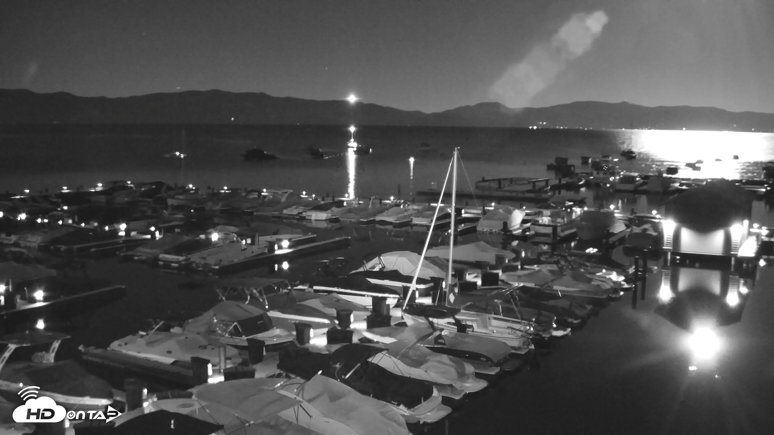 Snapshot of Tahoe City Marina - Lake Tahoe Live Webcam taken Jul 29, 2026, 10:06pm PDT