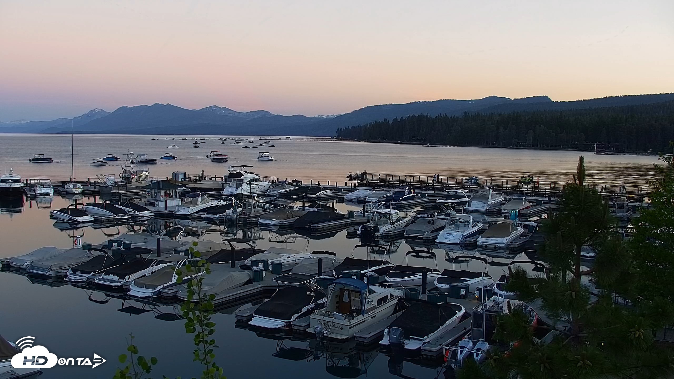 Snapshot of Tahoe City Marina - Lake Tahoe Live Webcam taken Jun 15, 2026, 8:35pm PDT