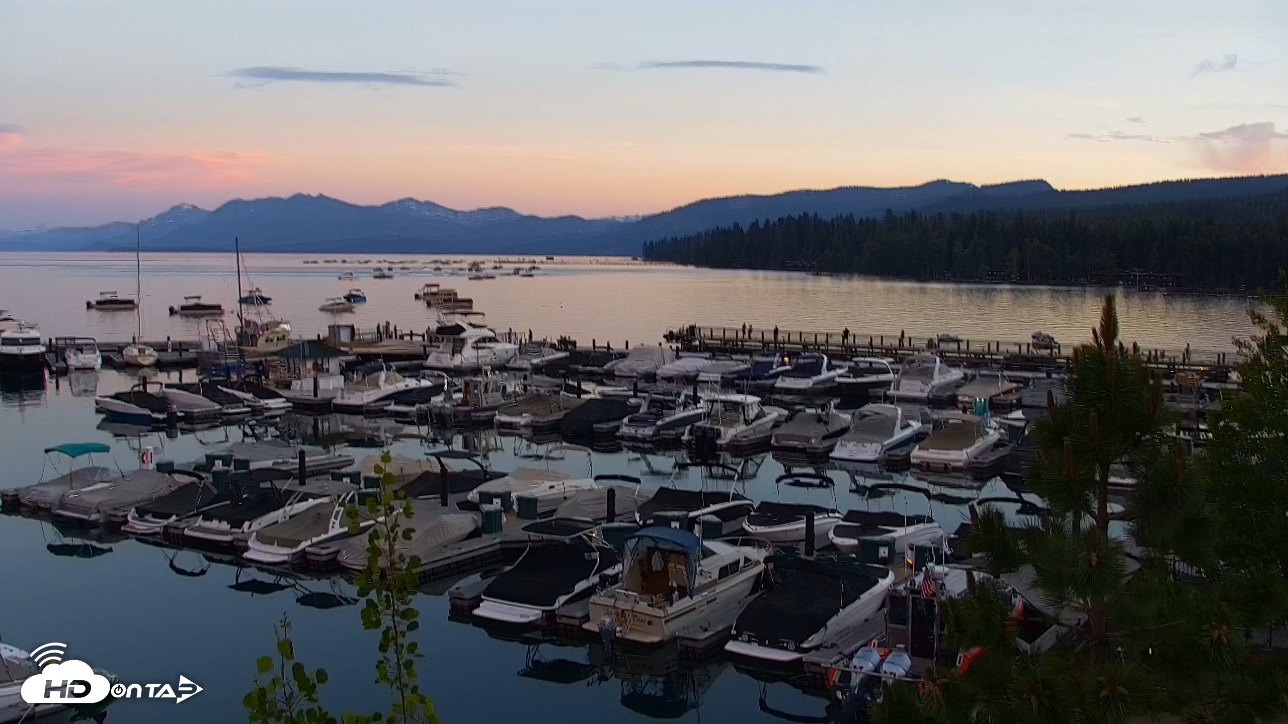 Snapshot of Tahoe City Marina - Lake Tahoe Live Webcam taken Jun 17, 2026, 8:34pm PDT