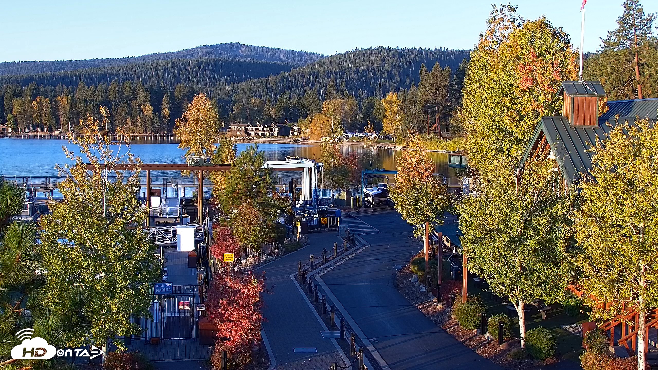 Snapshot of Tahoe City Marina - Lake Tahoe Live Webcam taken Oct 8, 2026, 7:21am PDT